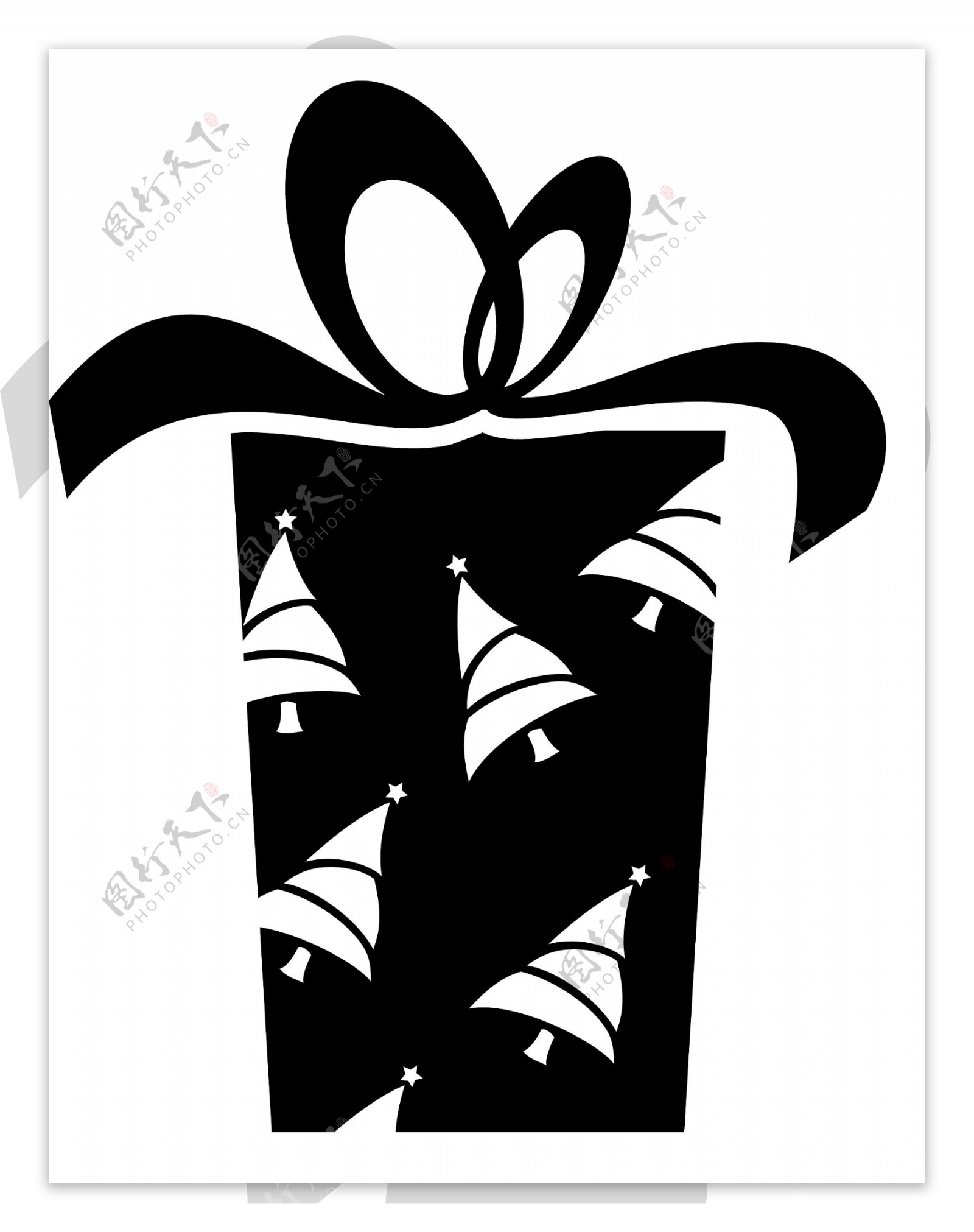 黑白礼物盒icon图标