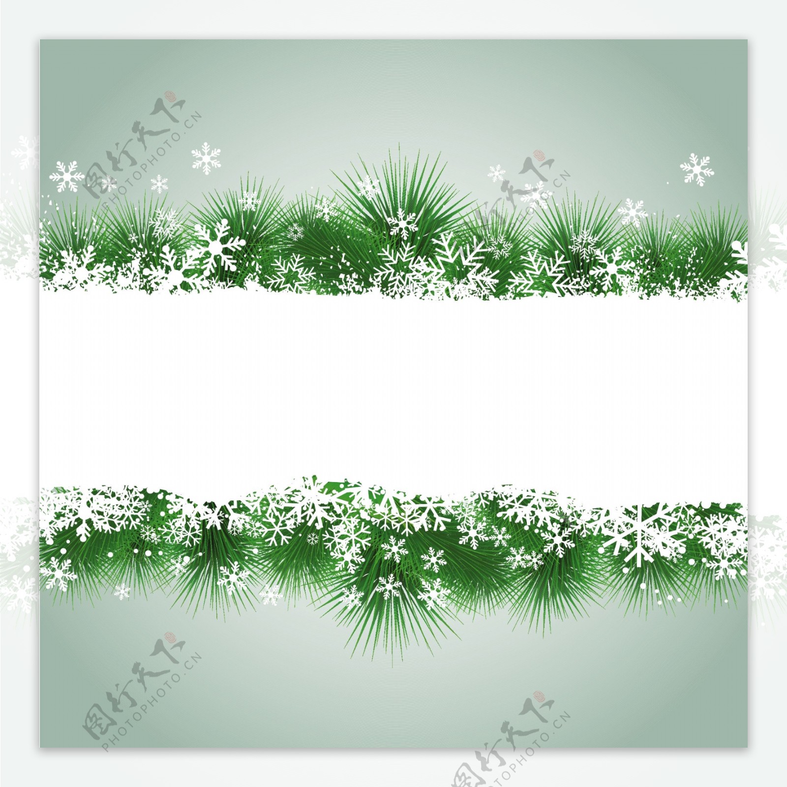 雪花和草的圣诞框