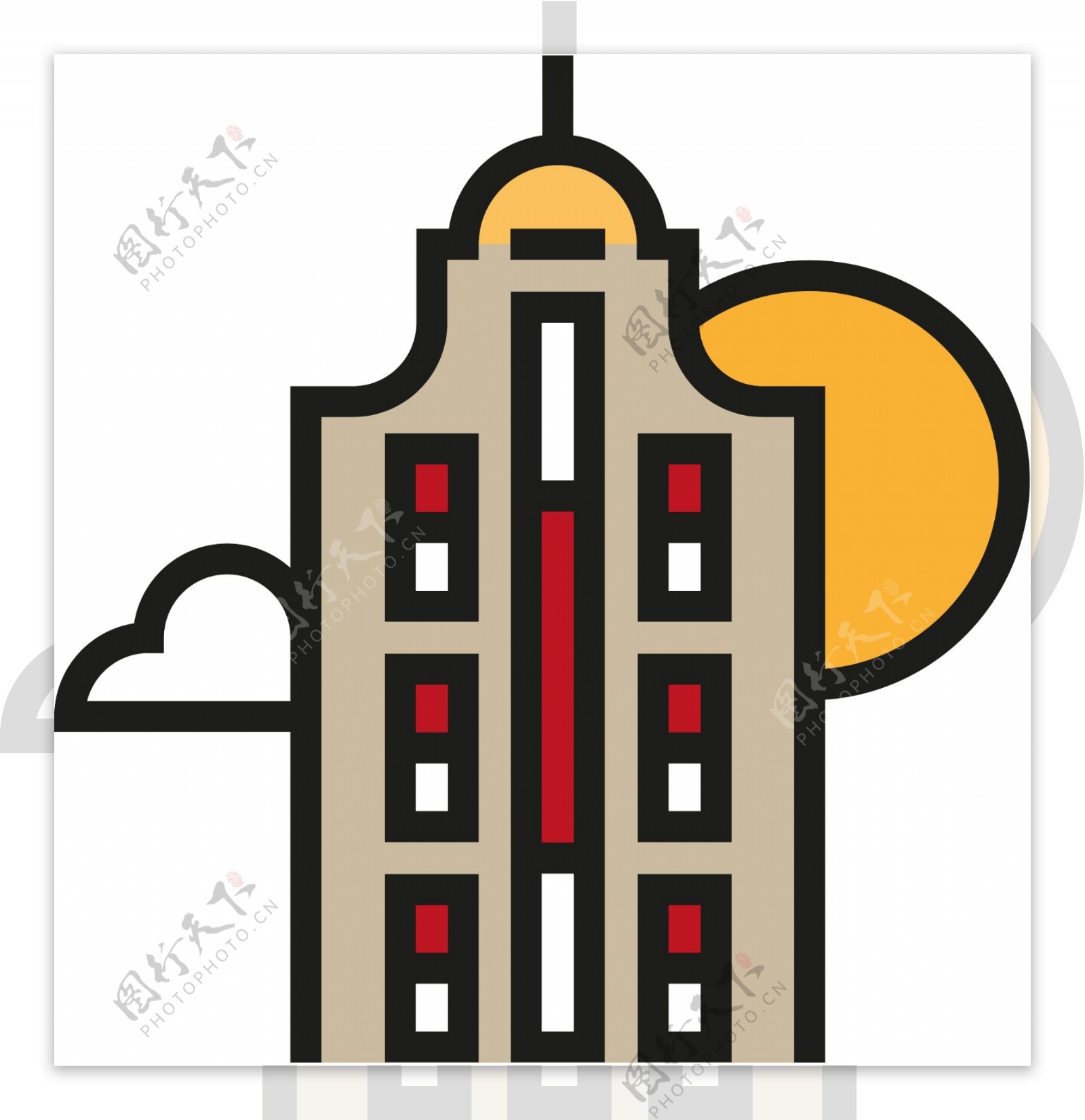 线性填充建筑icon图标
