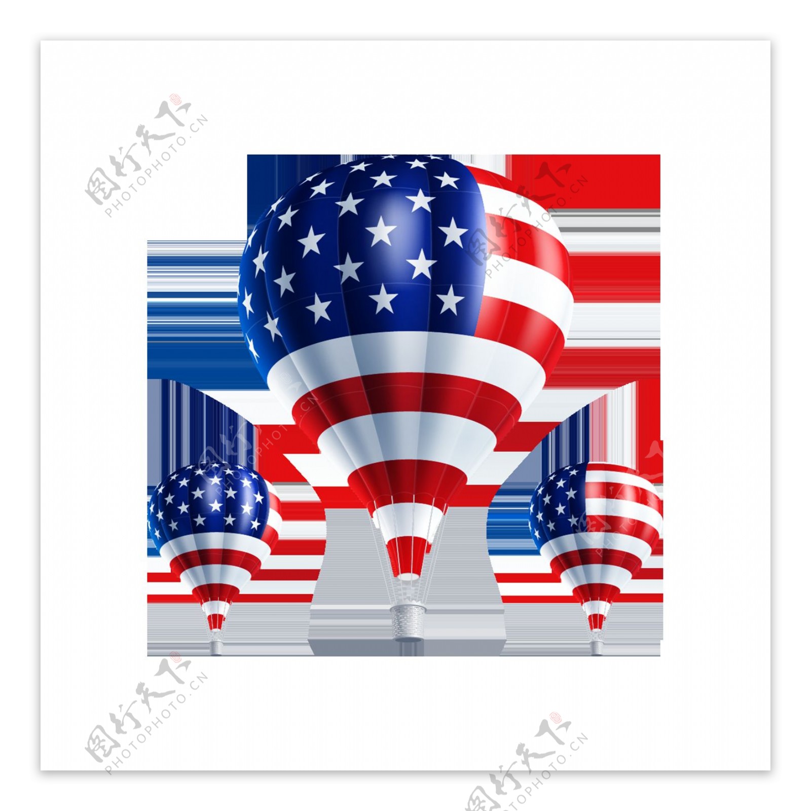 美国国旗热气球元素