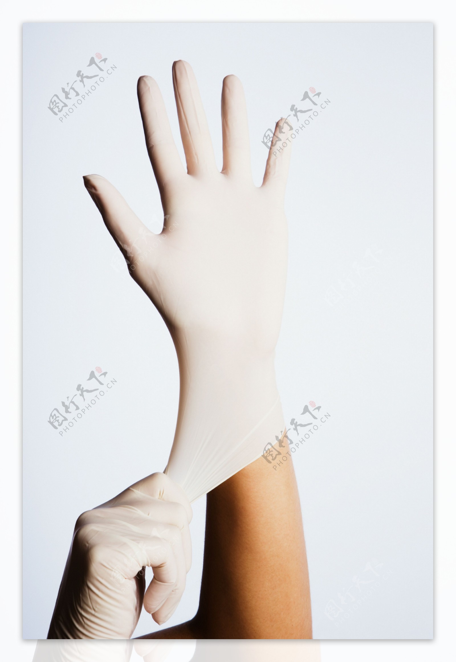 戴白色手套的手图片