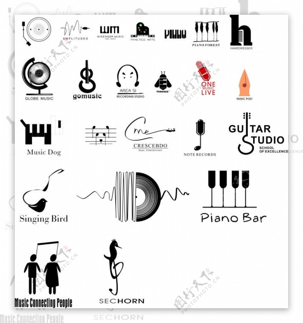 音乐元素Logo设计图片