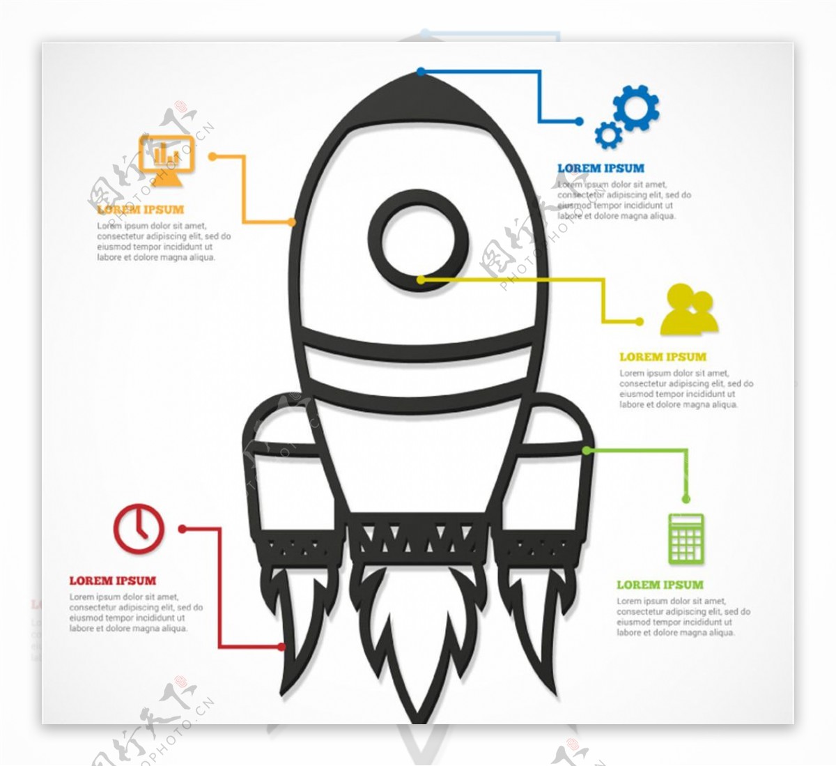 创意火箭商务信息图矢量素材