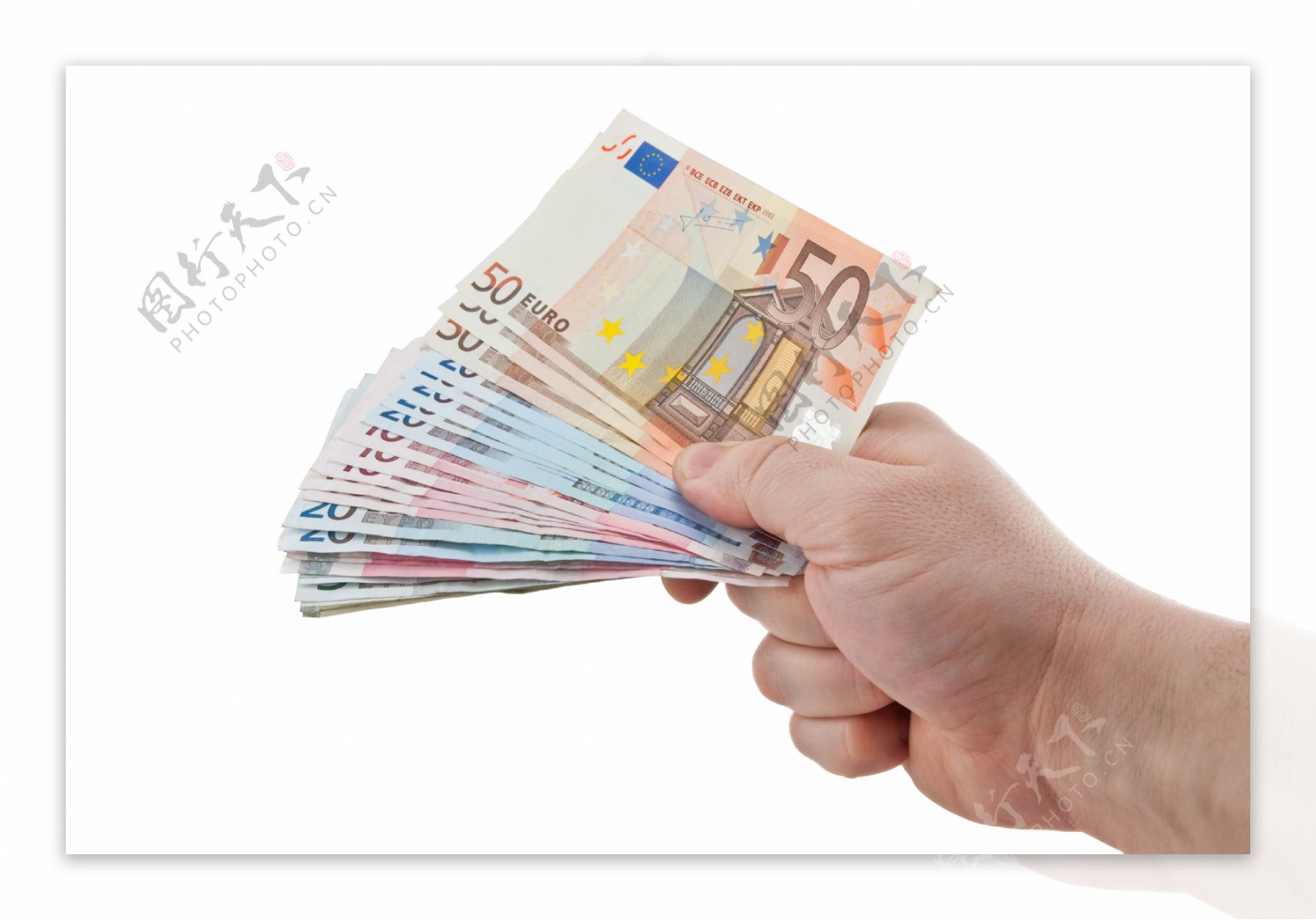手里的一沓欧元钞票图片素材-编号25815121-图行天下