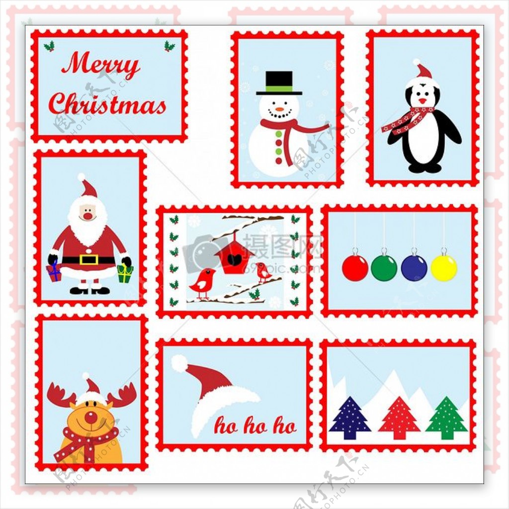 圣诞邮票模板