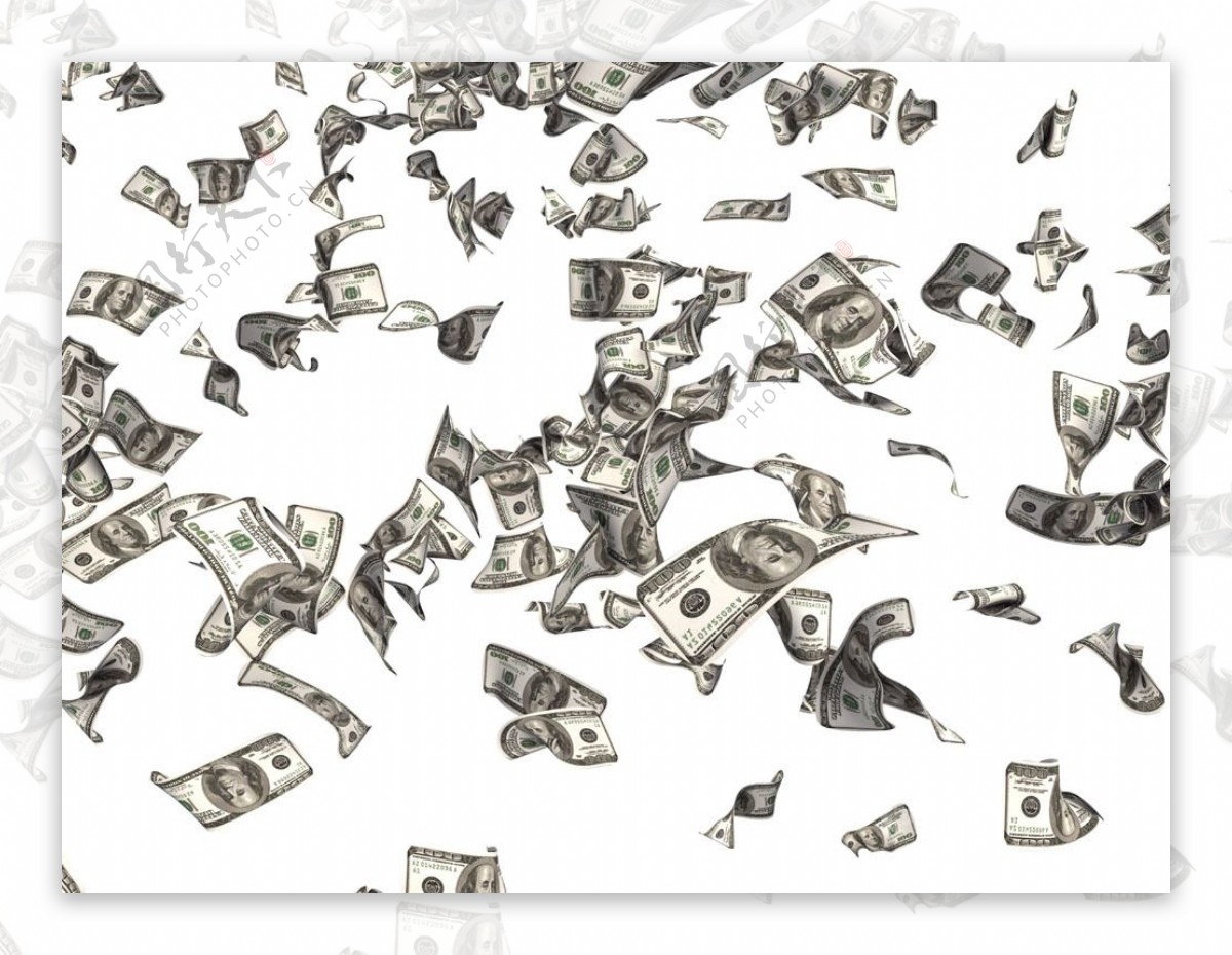 风中飞舞的美元钞票创意设计图片
