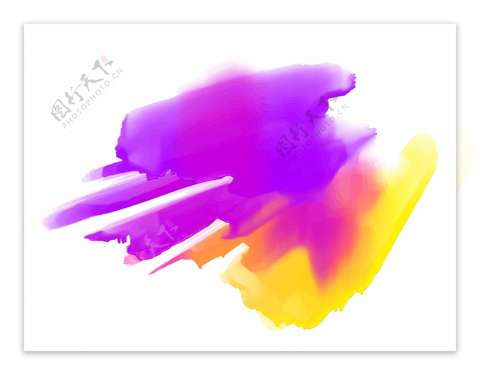 紫色黄色水彩涂鸦矢量素材