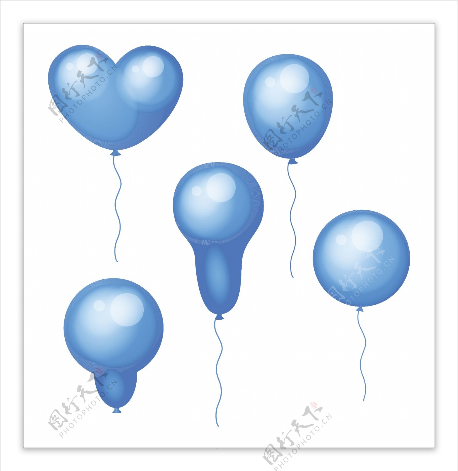 蓝色光泽的气球设计组