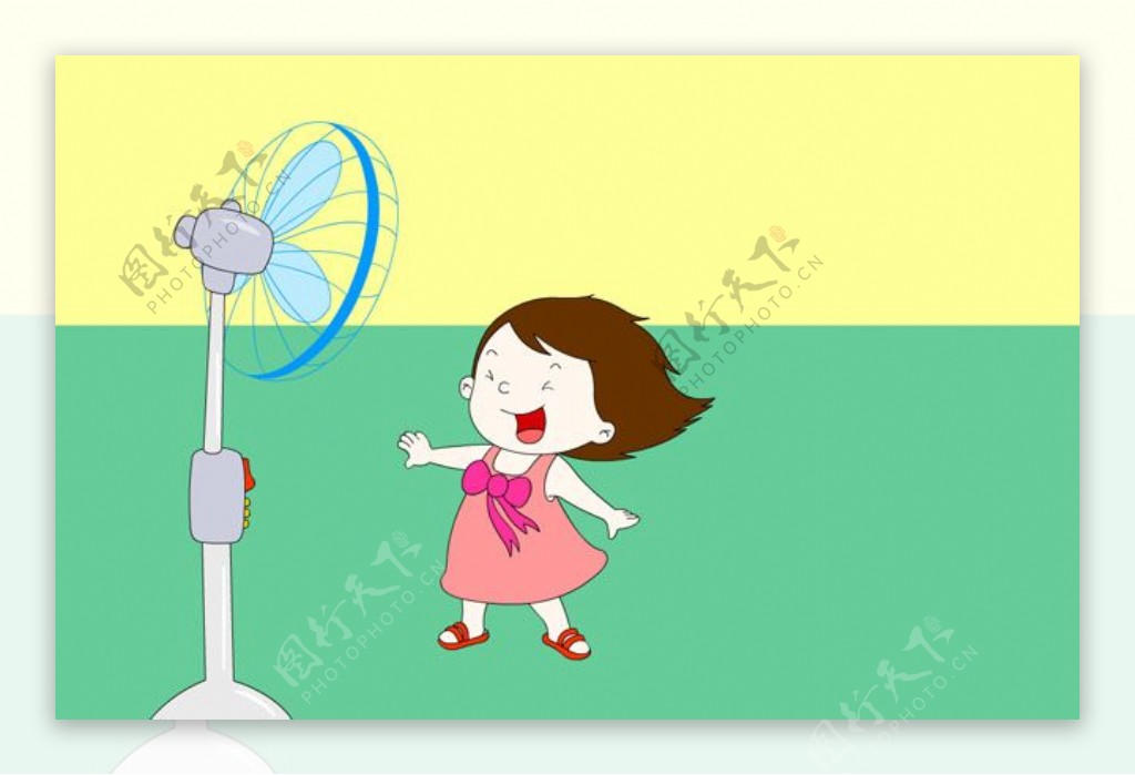 吹电风扇的小女孩flash动画