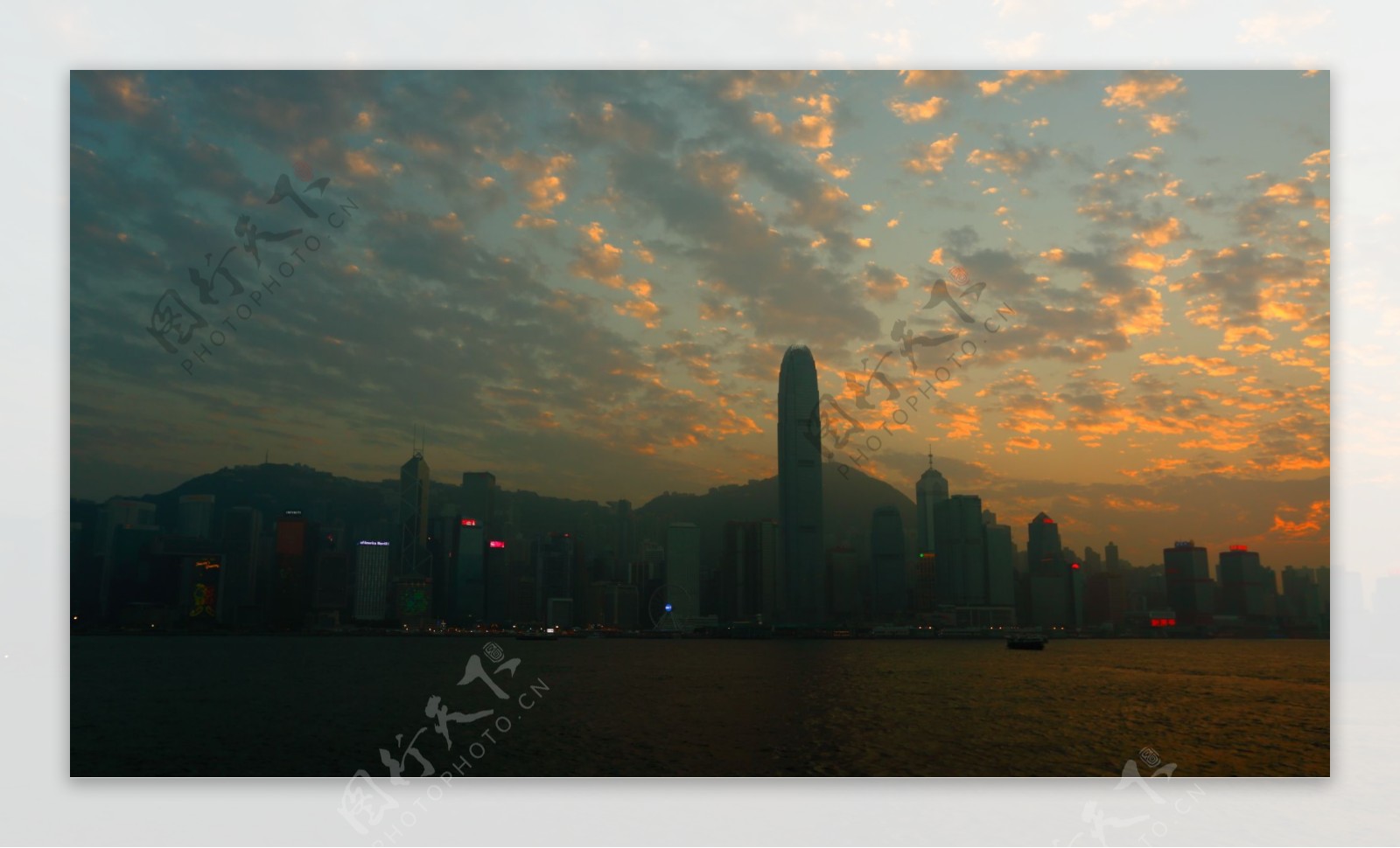 香港维多利亚港日落风景