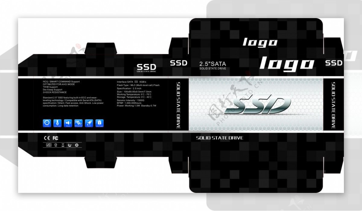ssd硬盘包装盒矢量电子产品