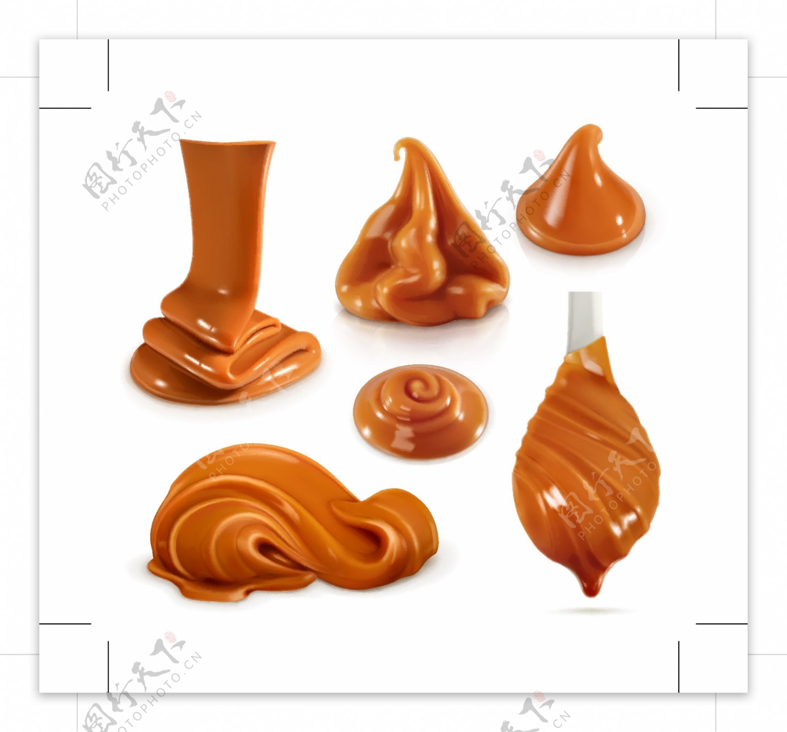 6款美味巧克力焦糖设计矢量素材