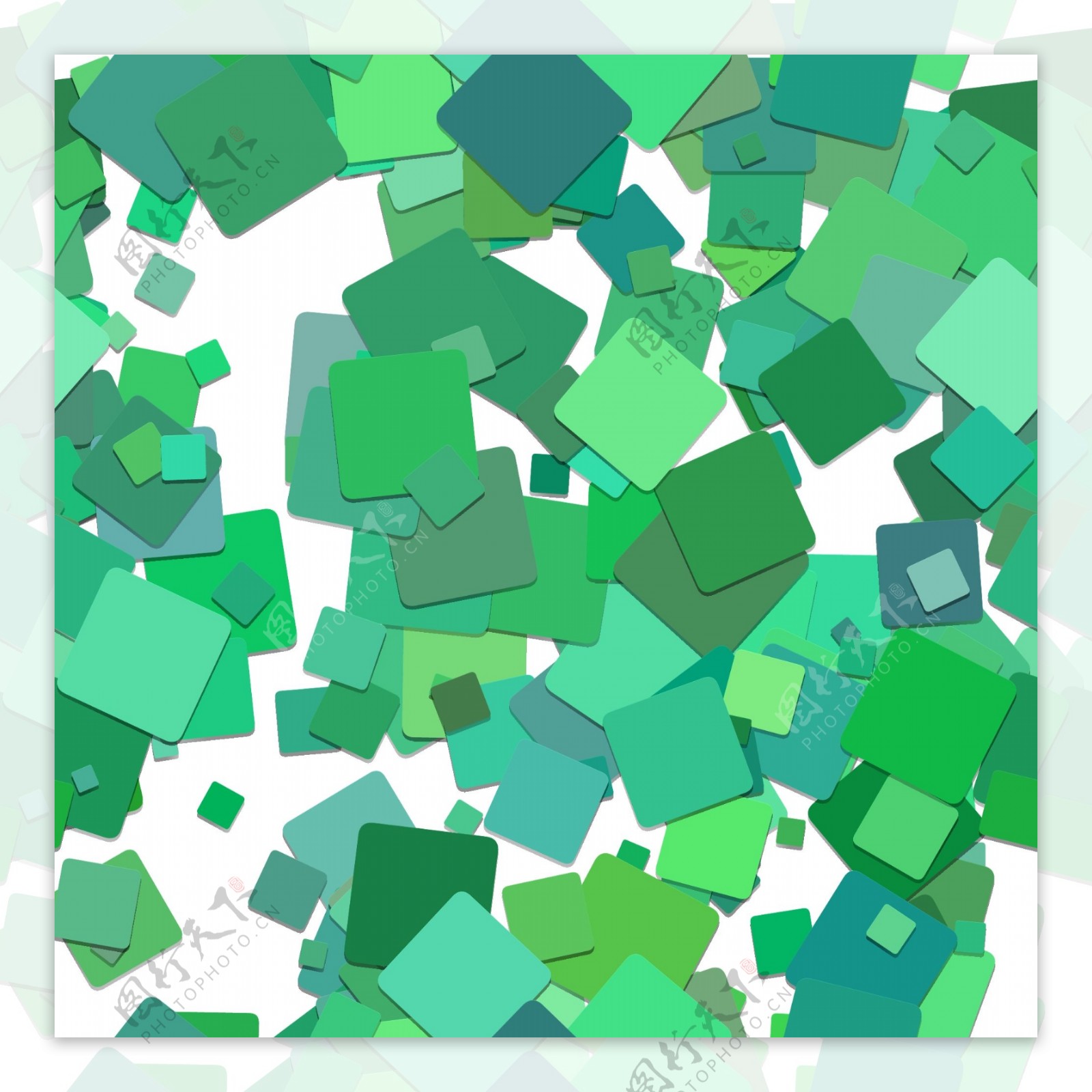 绿色正方形叠加装饰图形背景