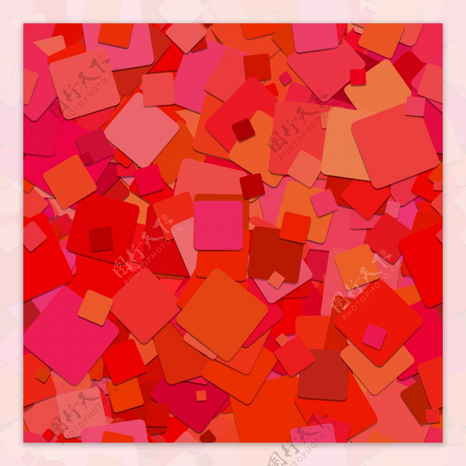 各种红色正方形叠加装饰图案背景