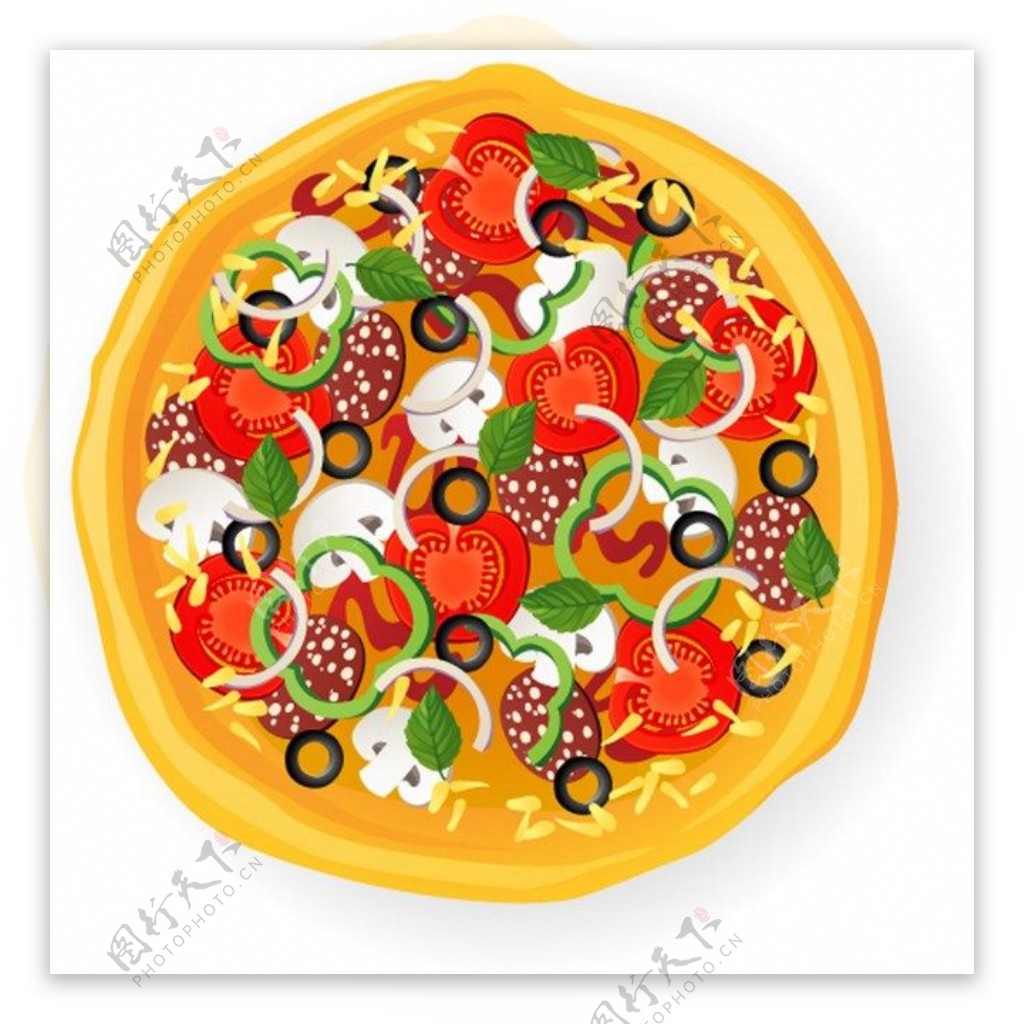 美味蔬菜披萨背景图