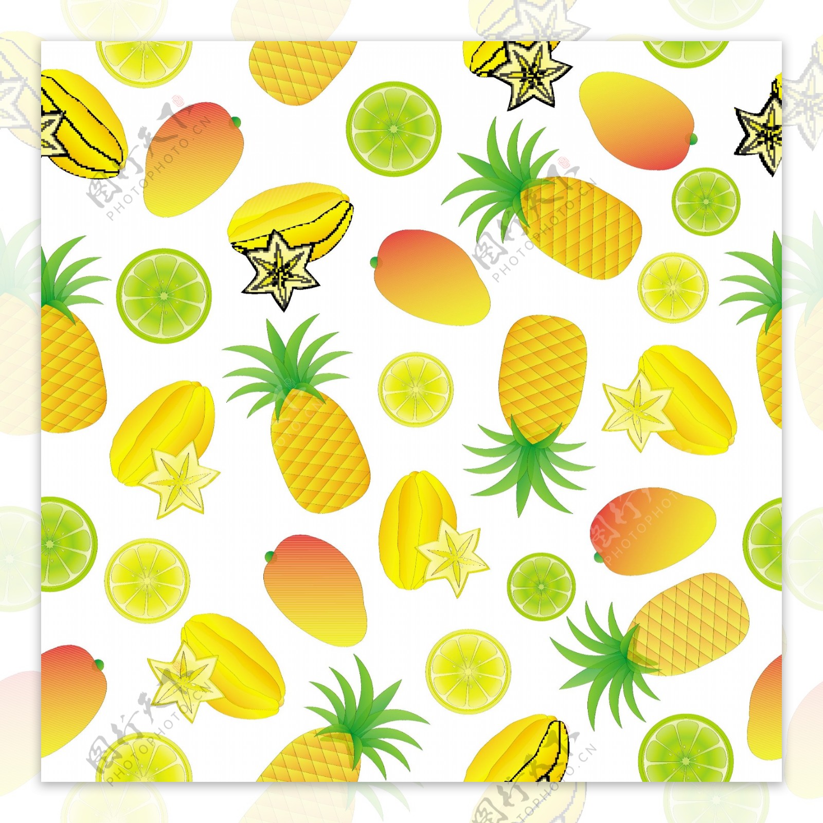 热带水果装饰图案背景