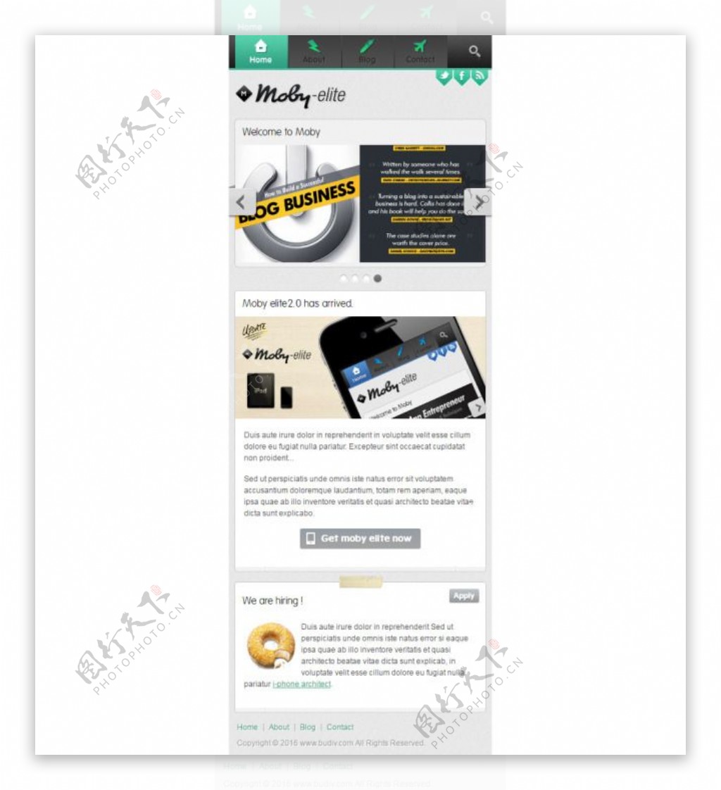 自适应性绿色触屏版手机wap企业网站模板