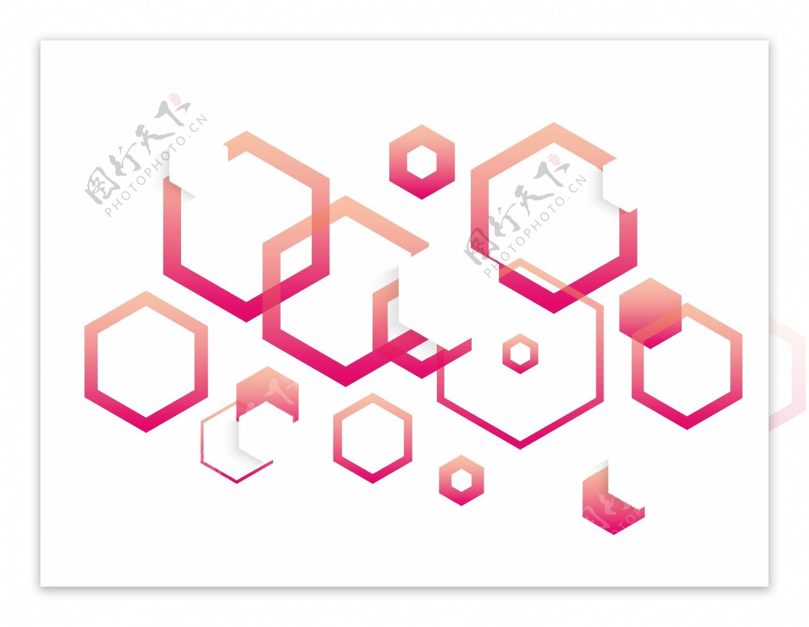 粉红色六角形几何元素现代抽象背景