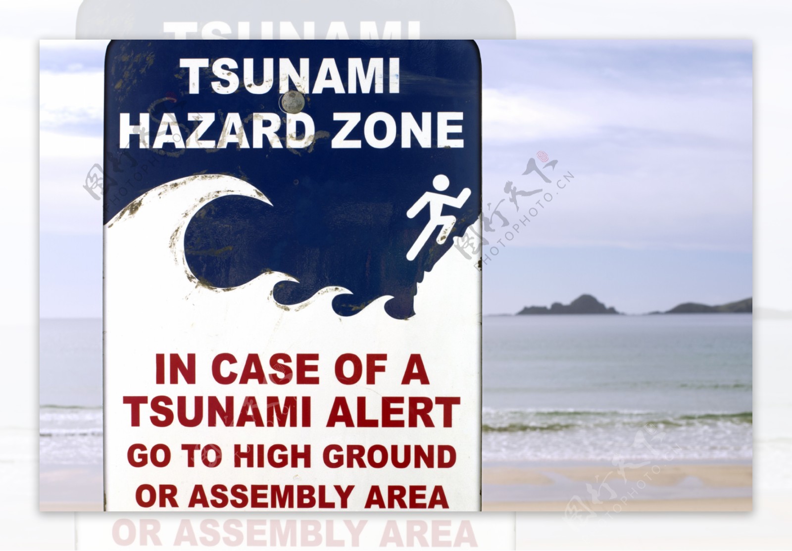 海啸警告牌图片