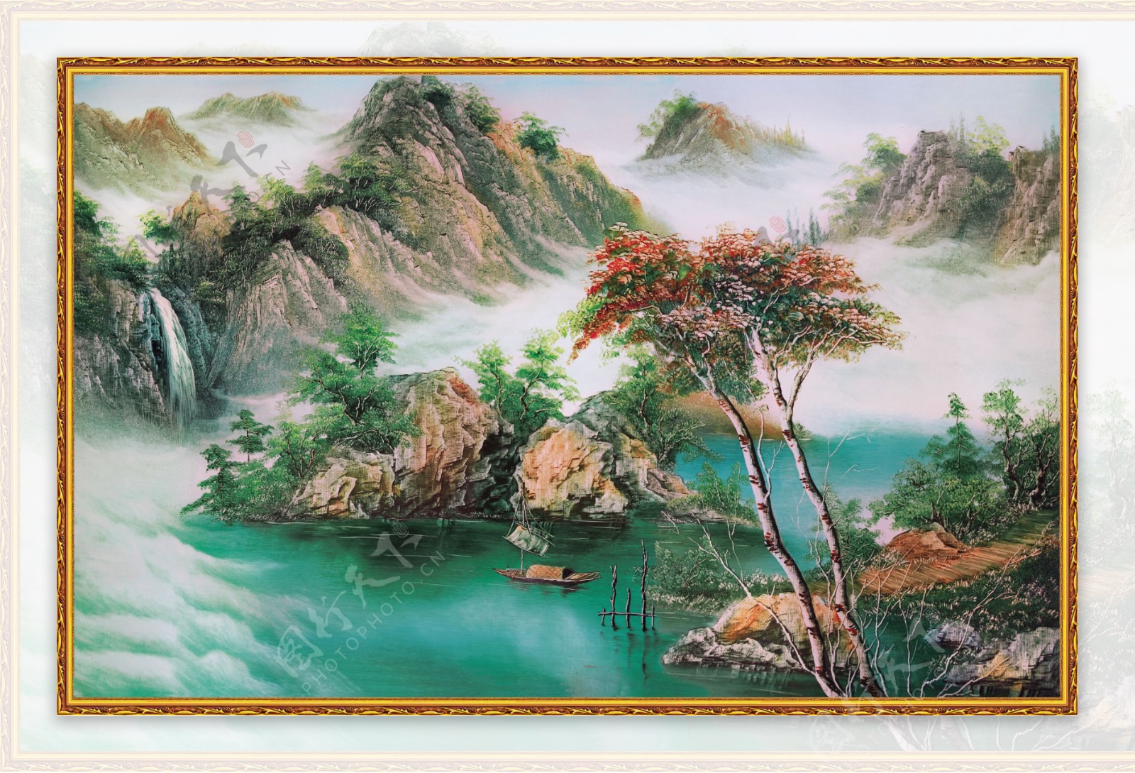 山水风景油画图片