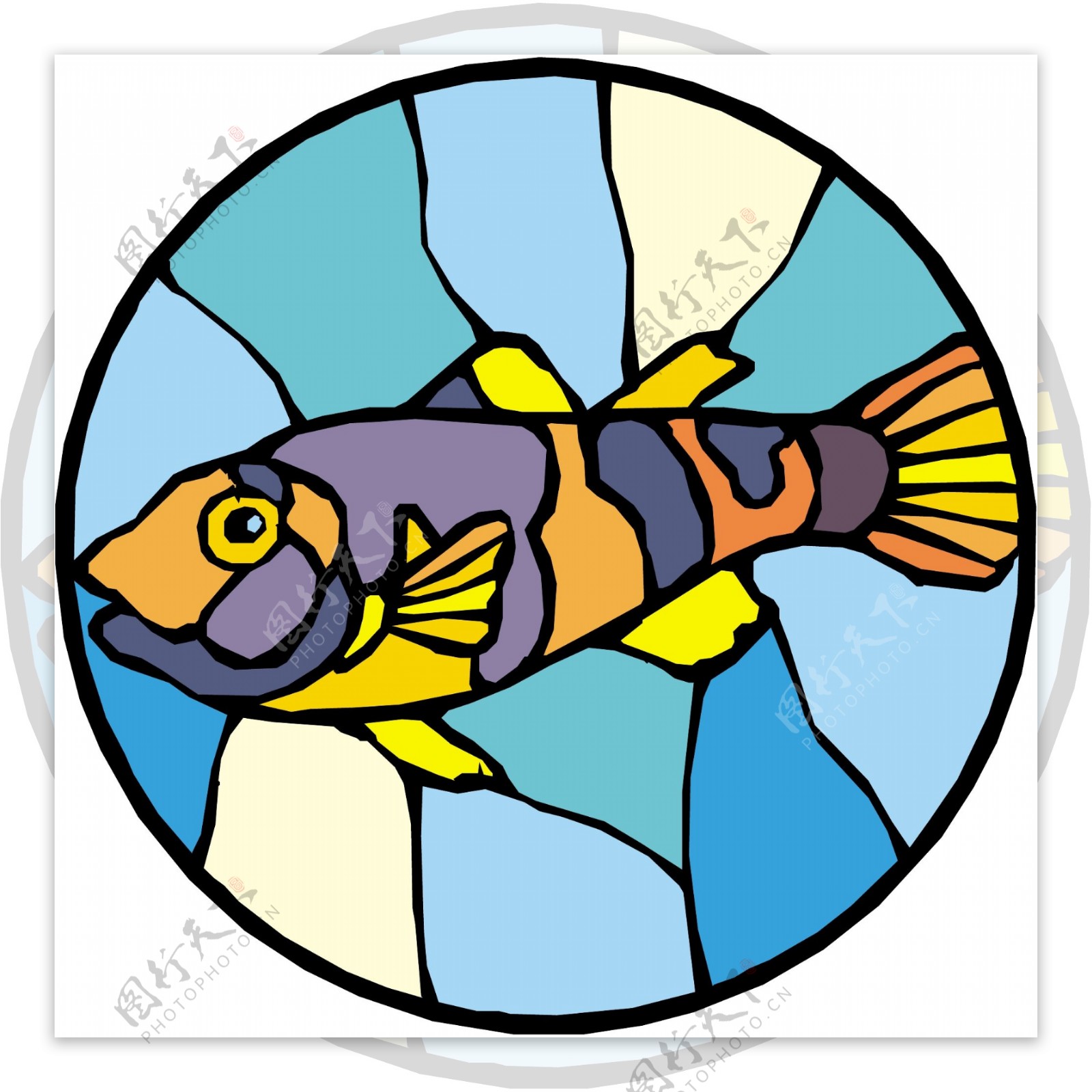 五彩小鱼水生动物矢量素材EPS格式0072