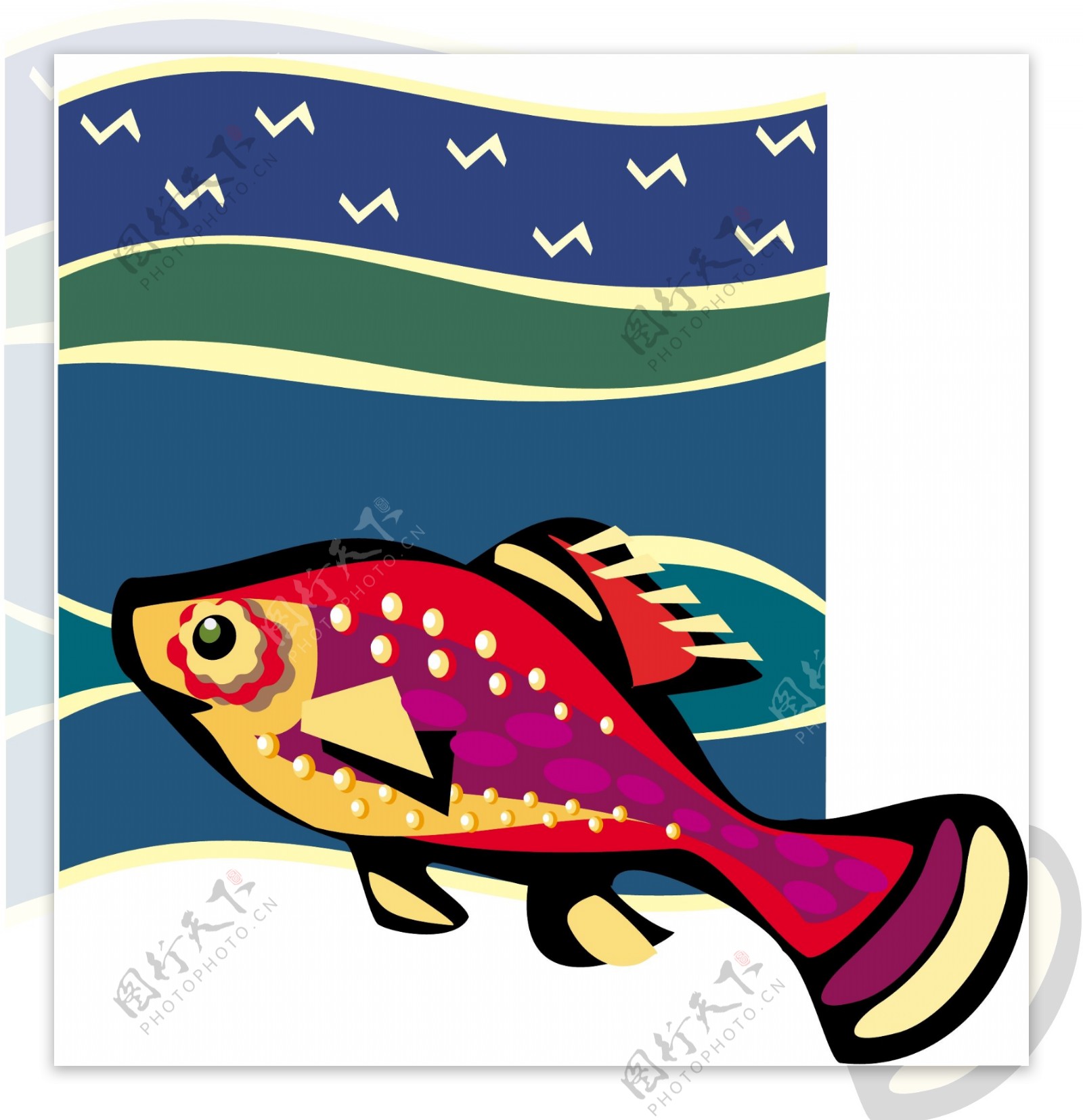 五彩小鱼水生动物矢量素材EPS格式0608