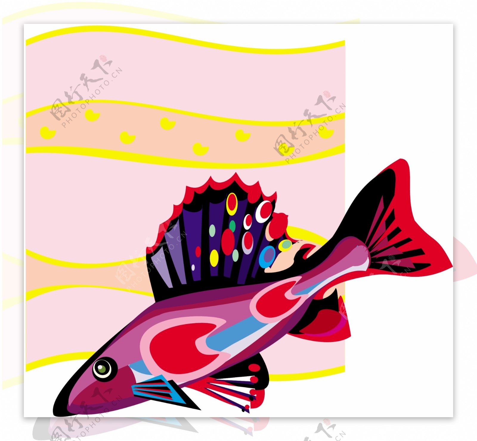 五彩小鱼水生动物矢量素材EPS格式0623