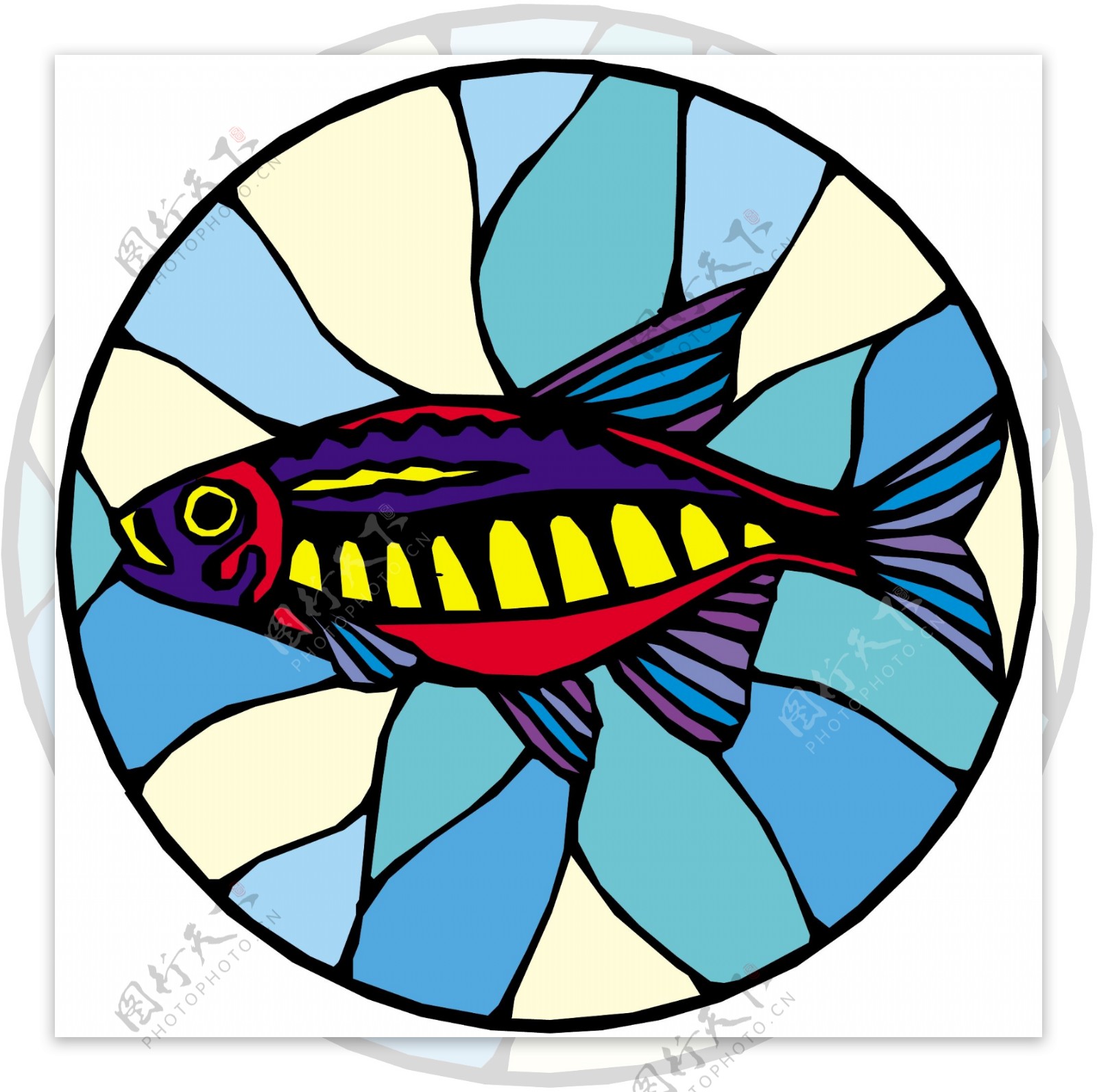 五彩小鱼水生动物矢量素材EPS格式0683