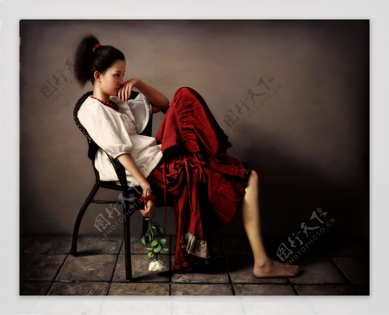 女人油画肖像图片