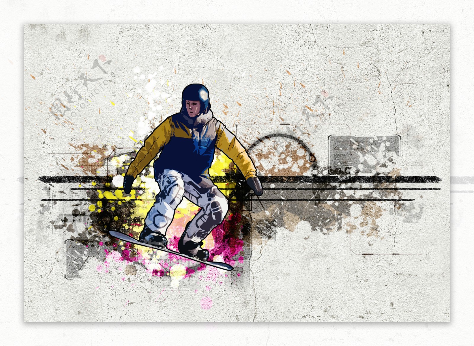滑雪的男人插画图片
