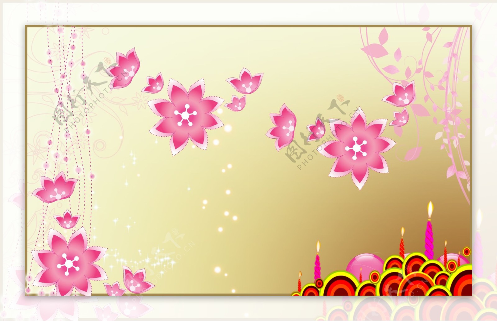 唯美花朵甜美小清新生日背景边框元素