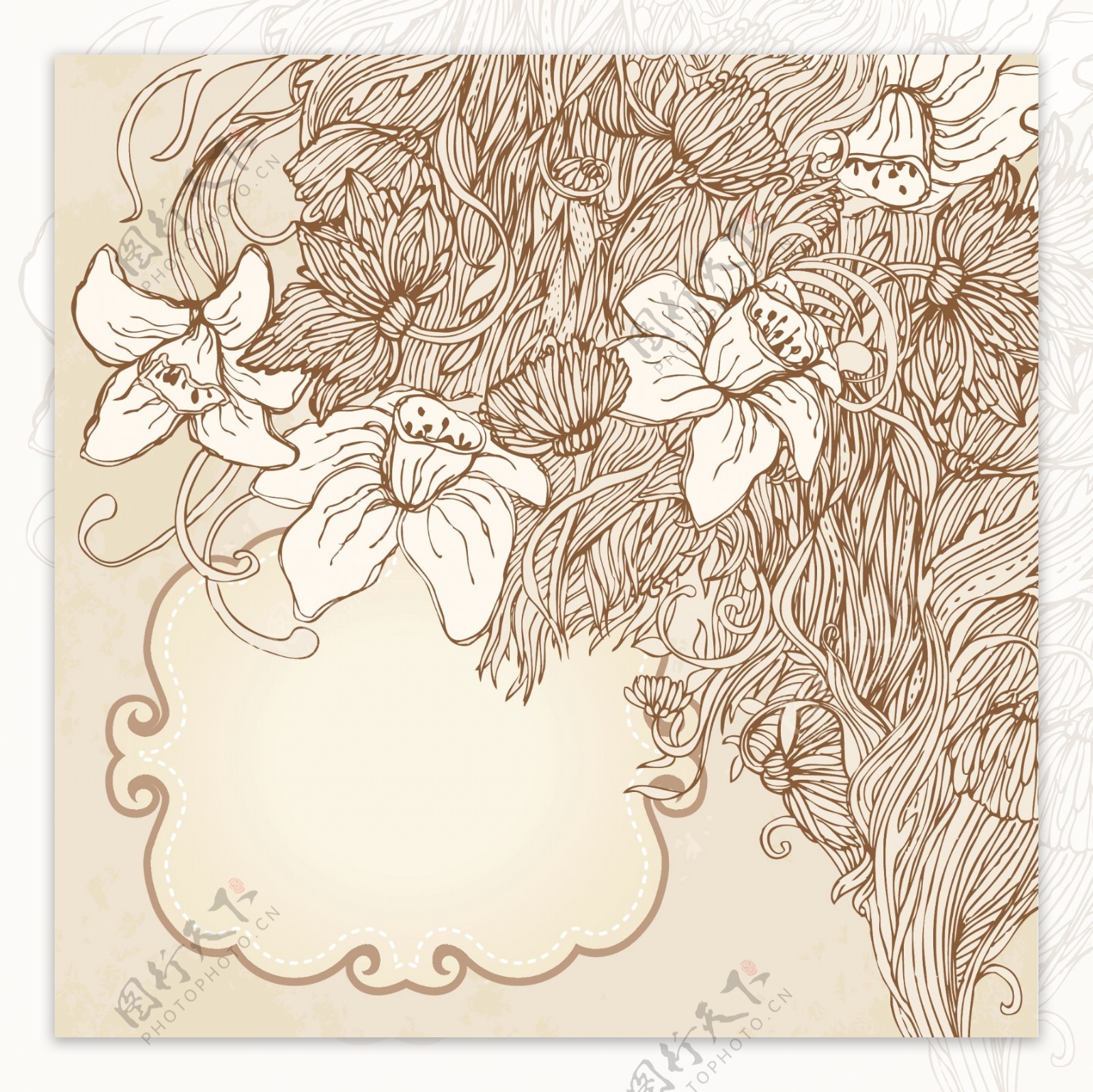 手绘素描花朵背景