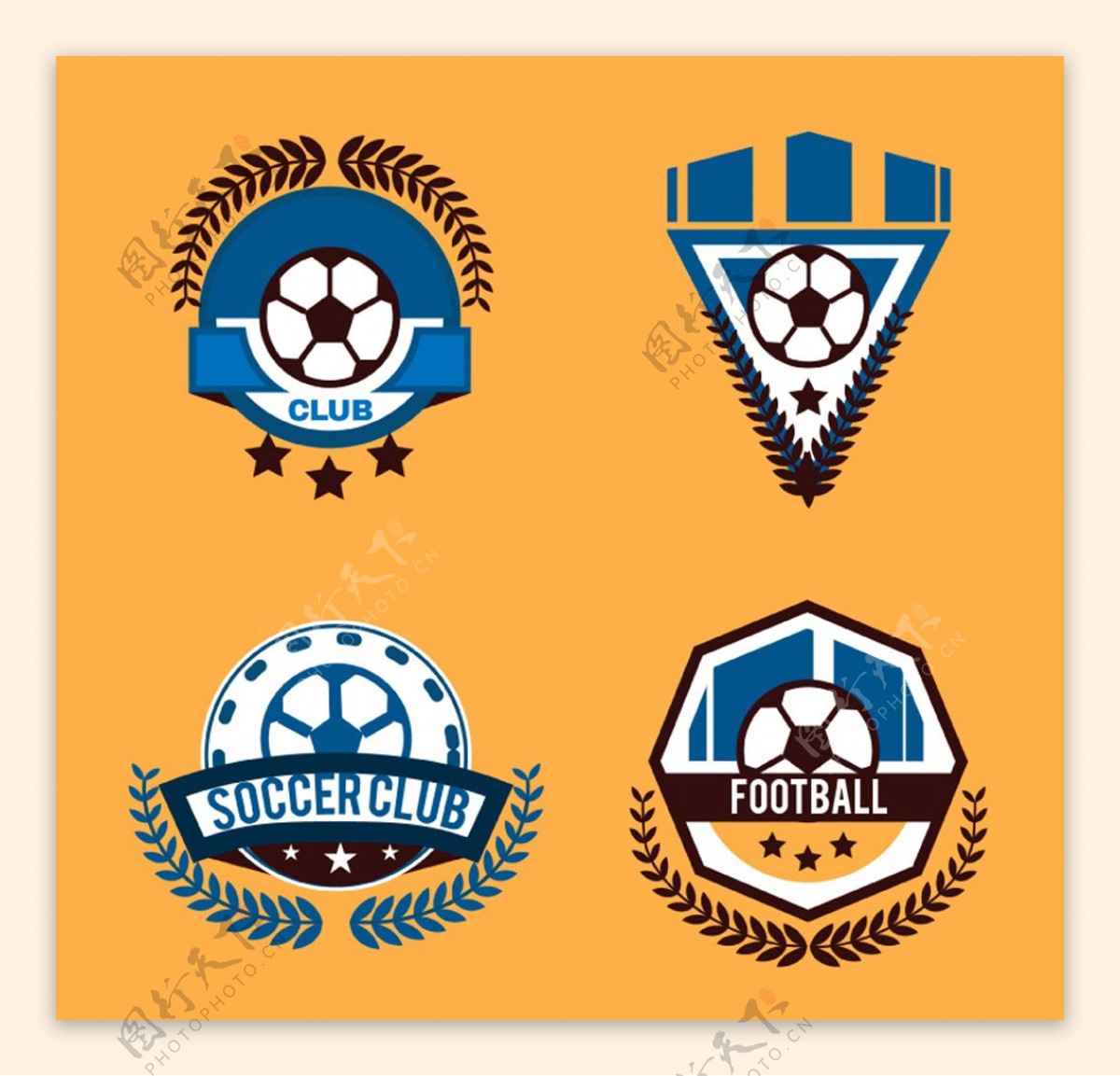 蓝色足球俱乐部矢量logo