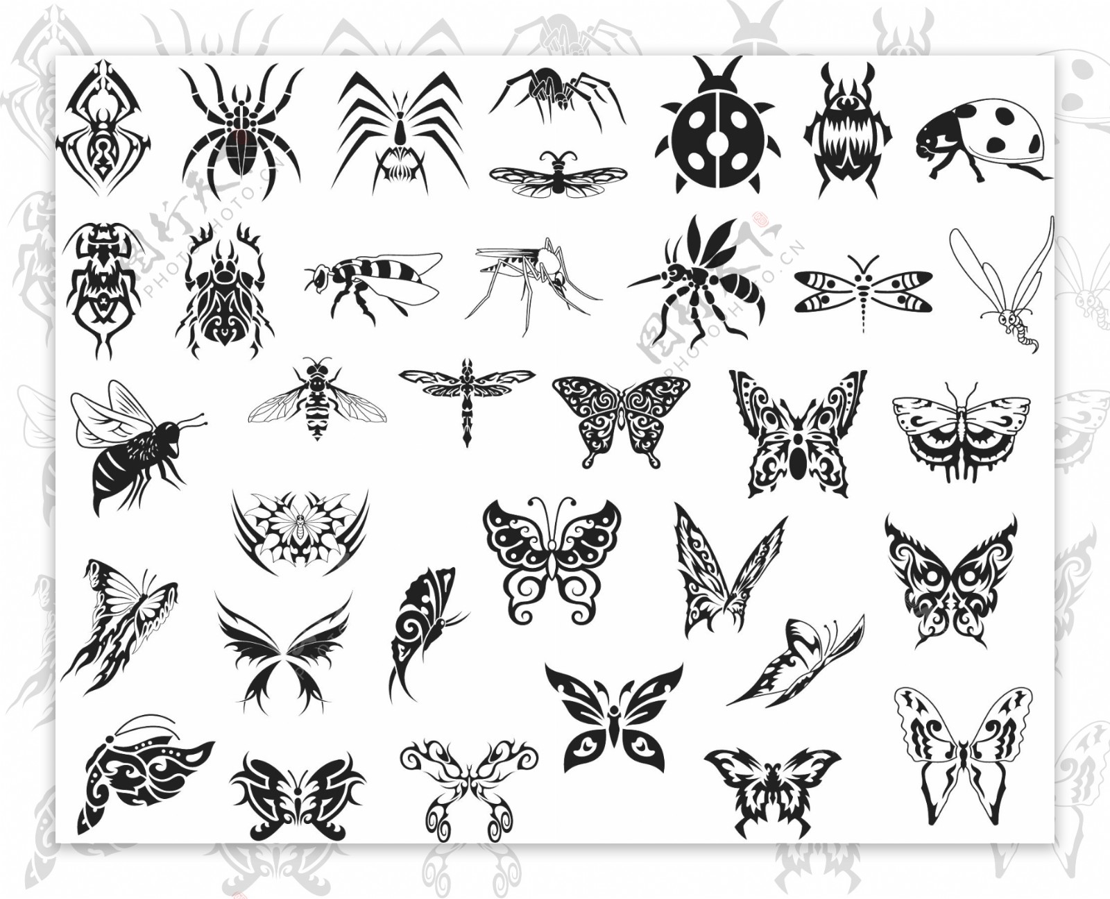 蝴蝶和昆虫剪影