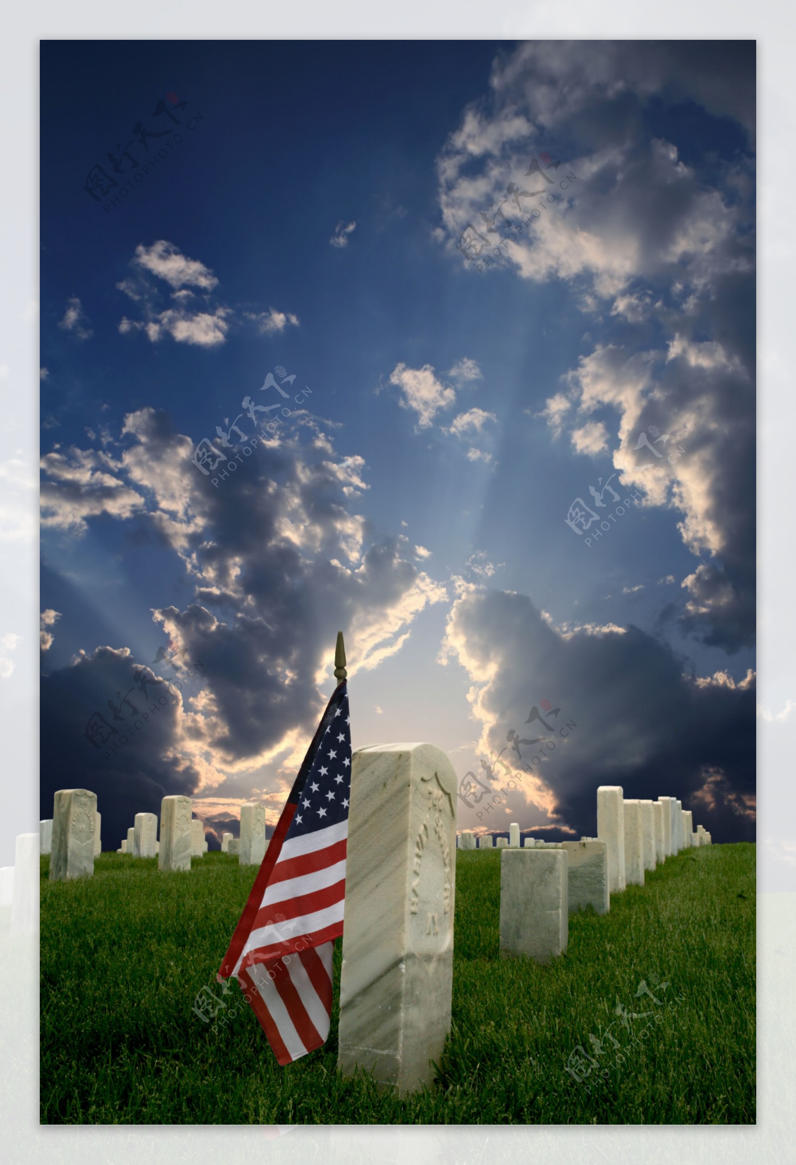 墓地上的美国国旗