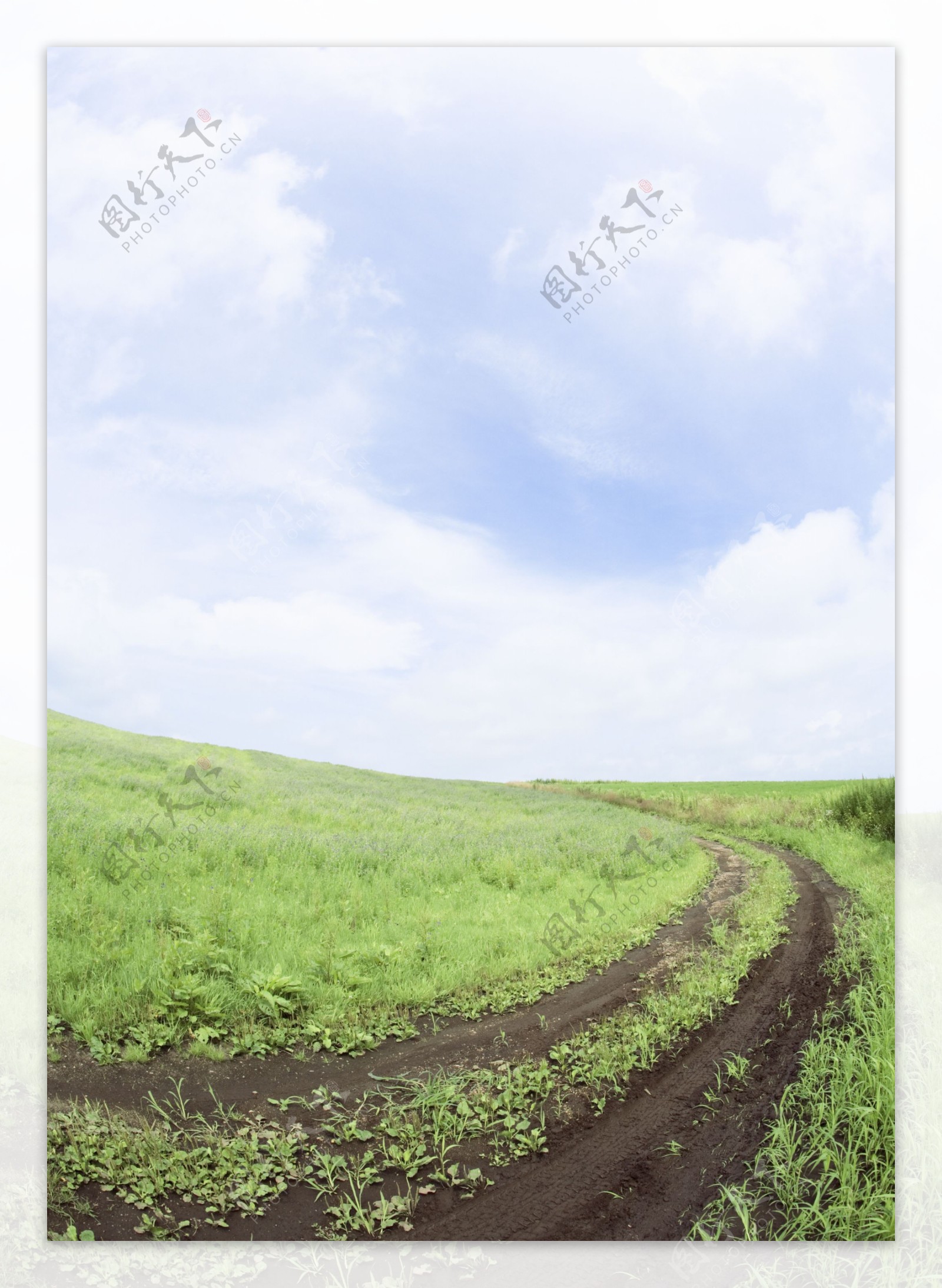 草原上的泥巴公路图片