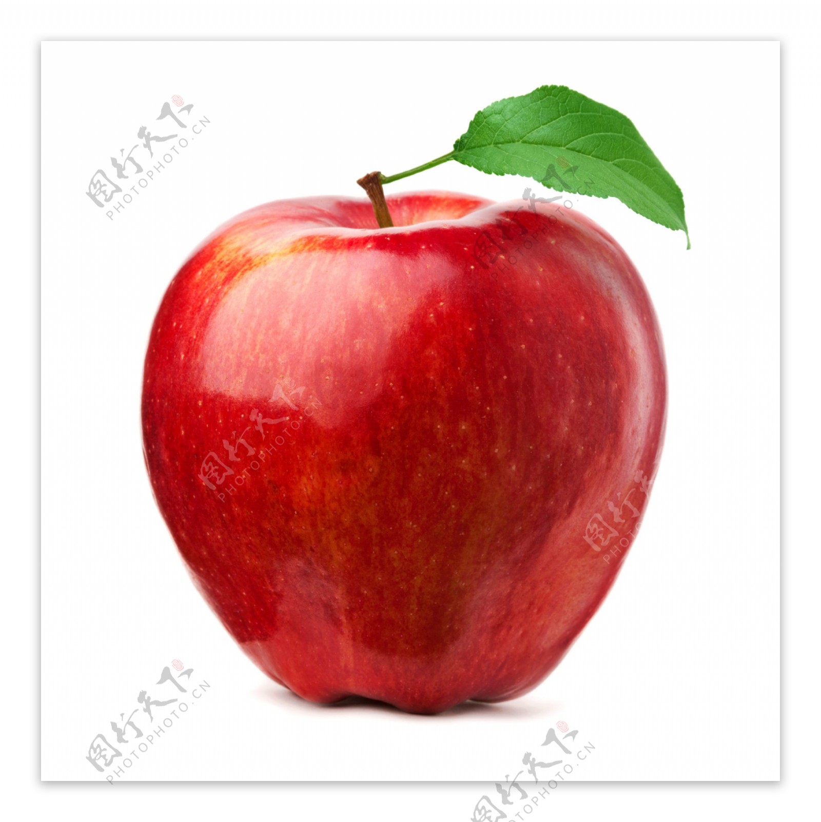 红苹果与绿叶图片