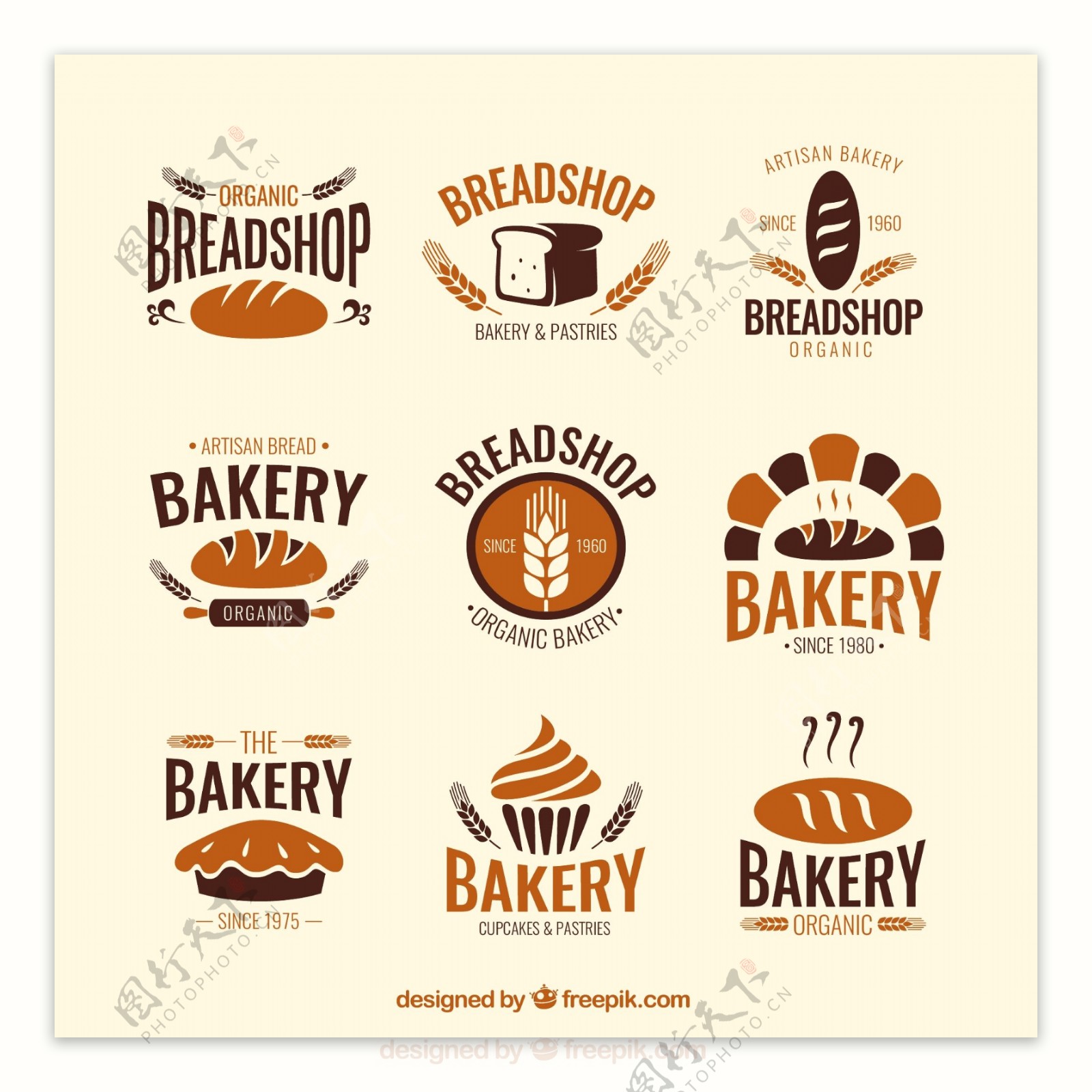 9款面包店标签矢量素材图片