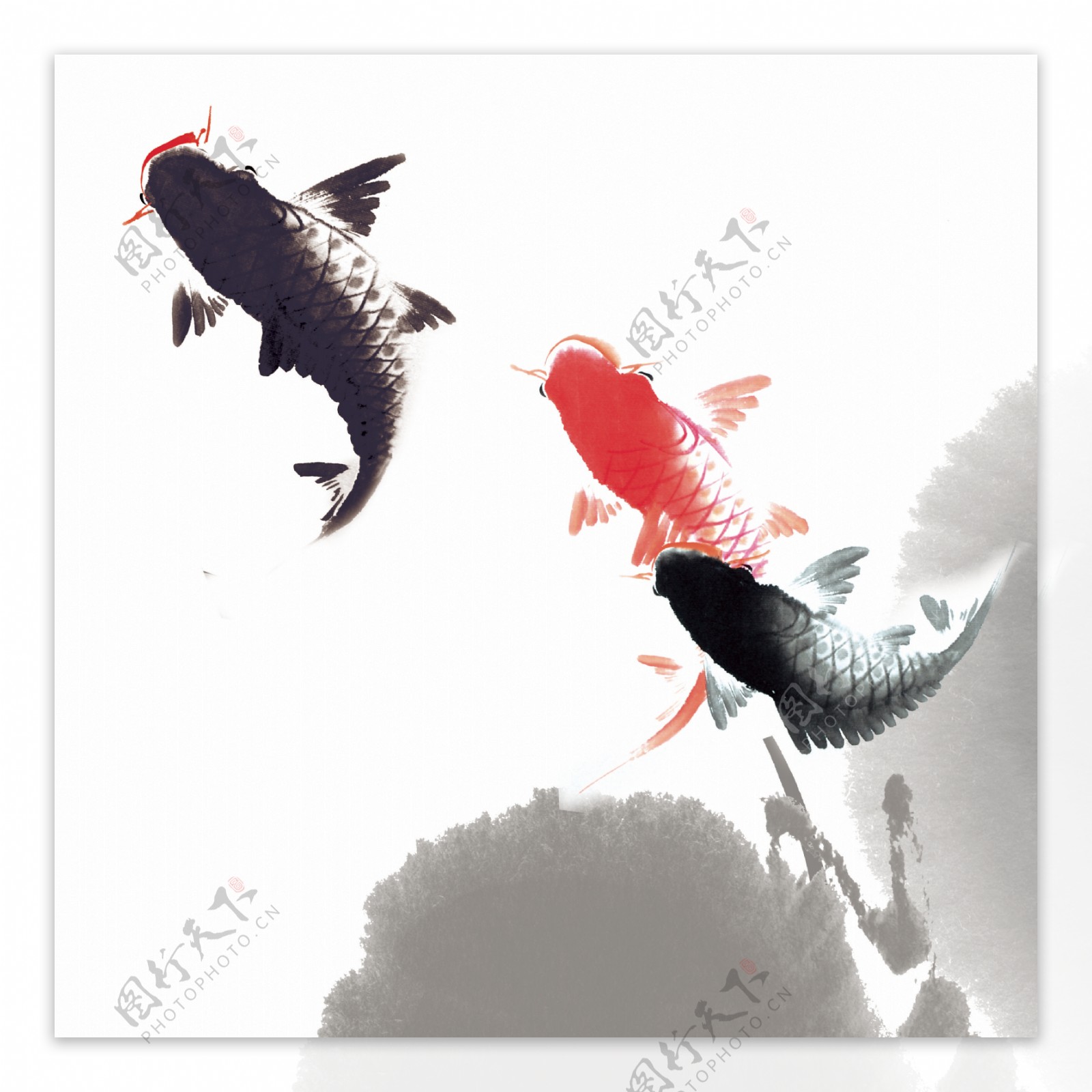 三条鱼装饰画图片