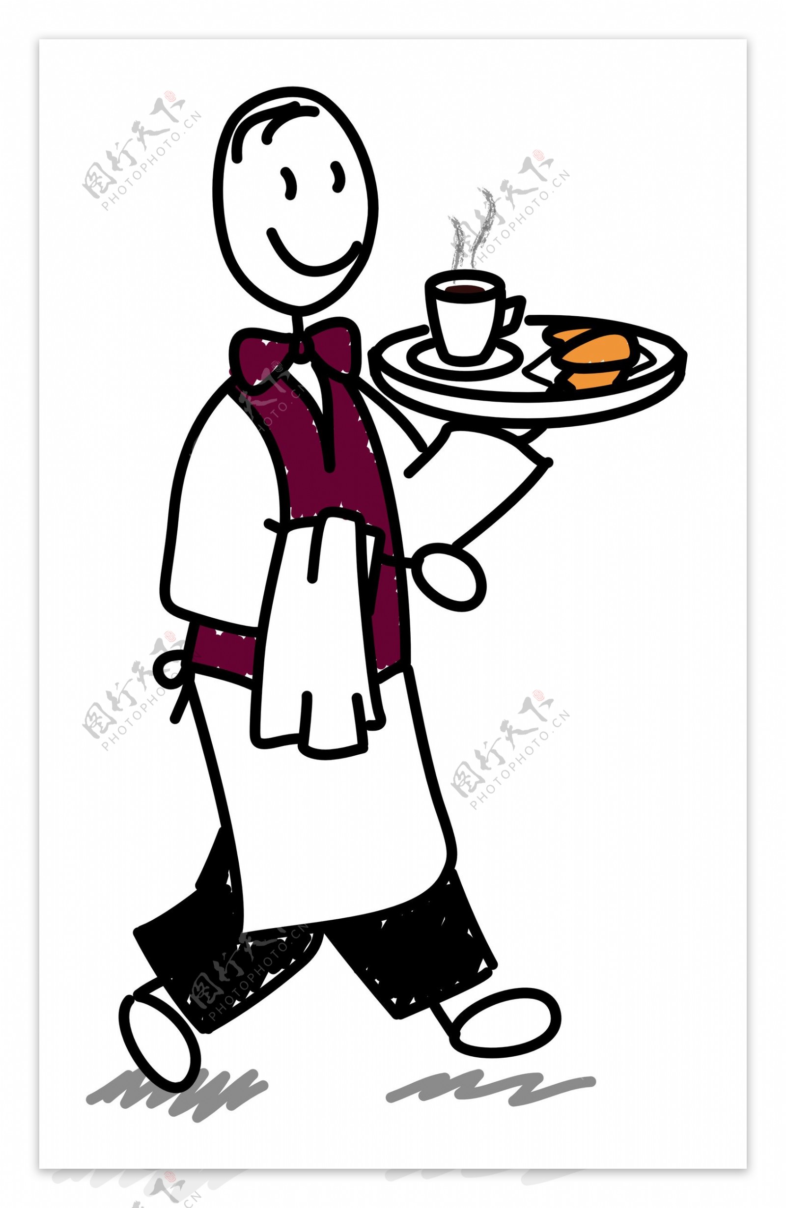 咖啡服务员插画图片