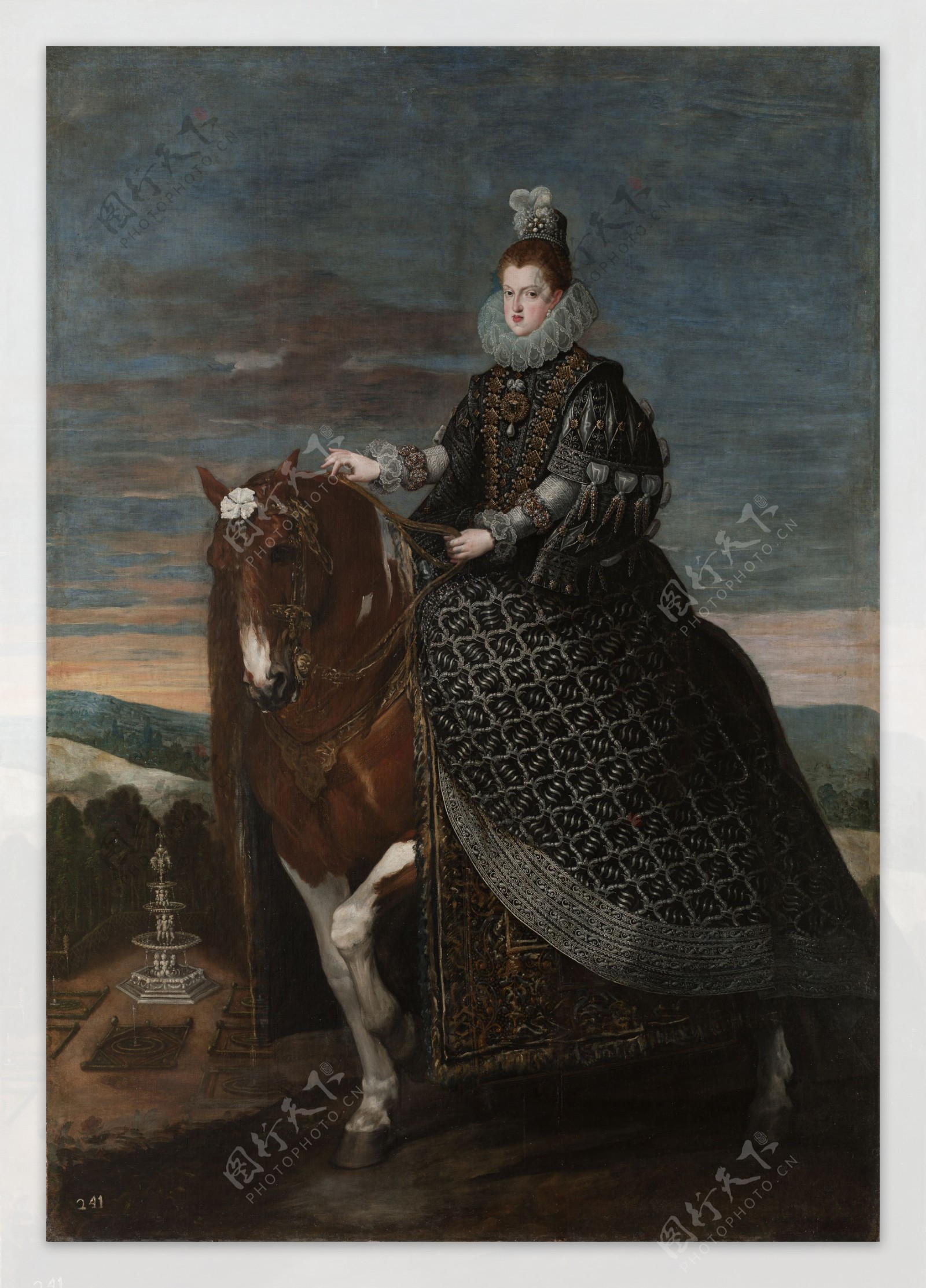 骑马的女人油画图片