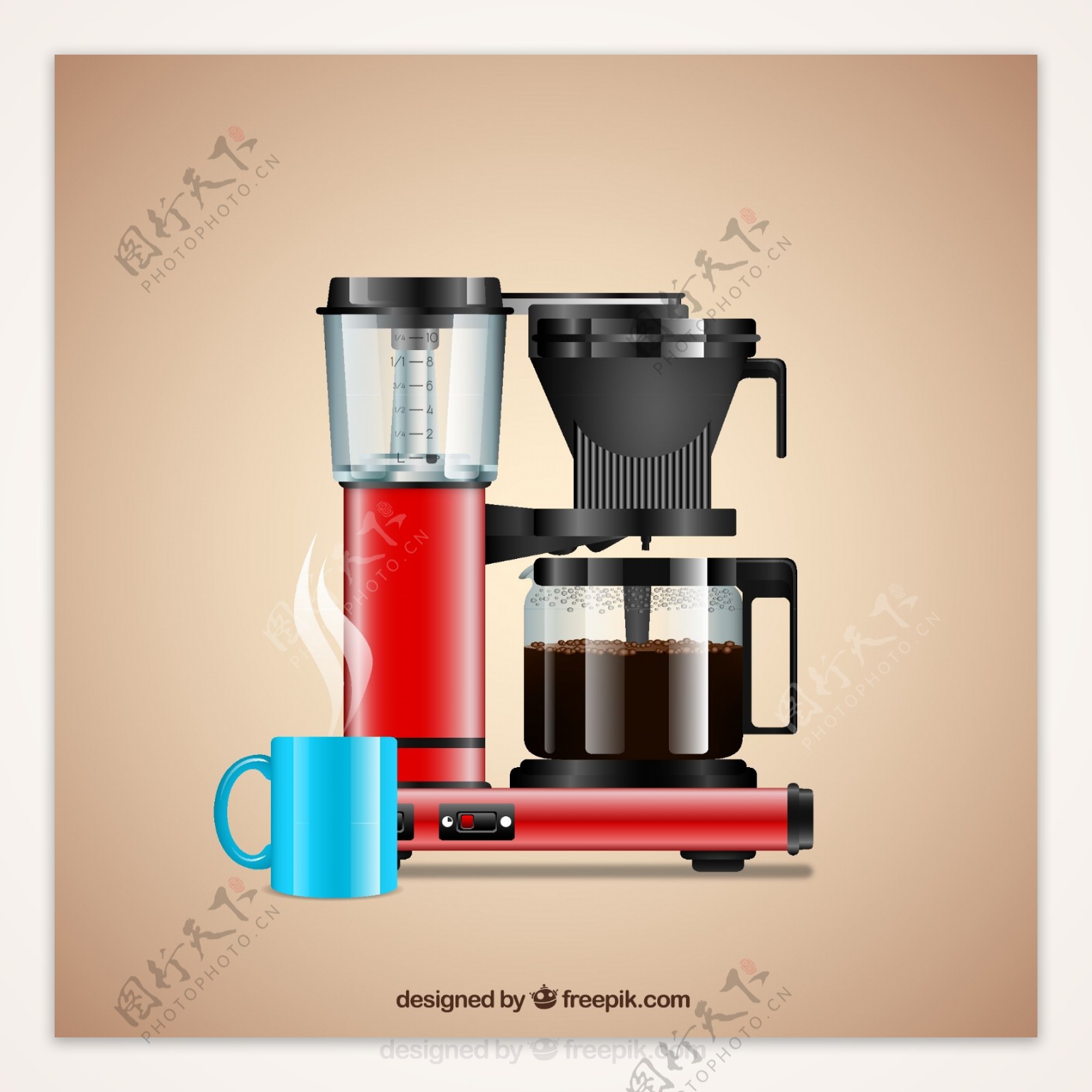 精美自动咖啡机设计矢量素材图片