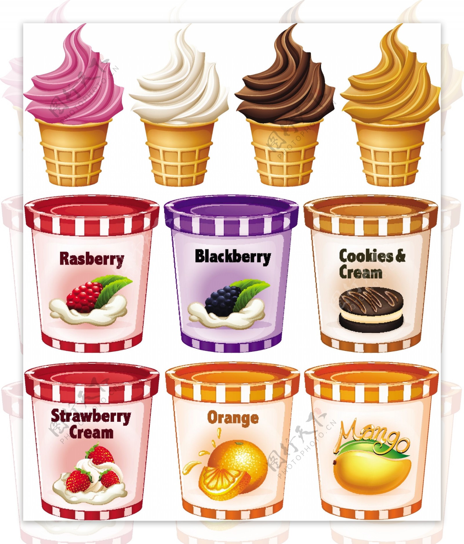 不同口味的冰淇淋和酸奶插图