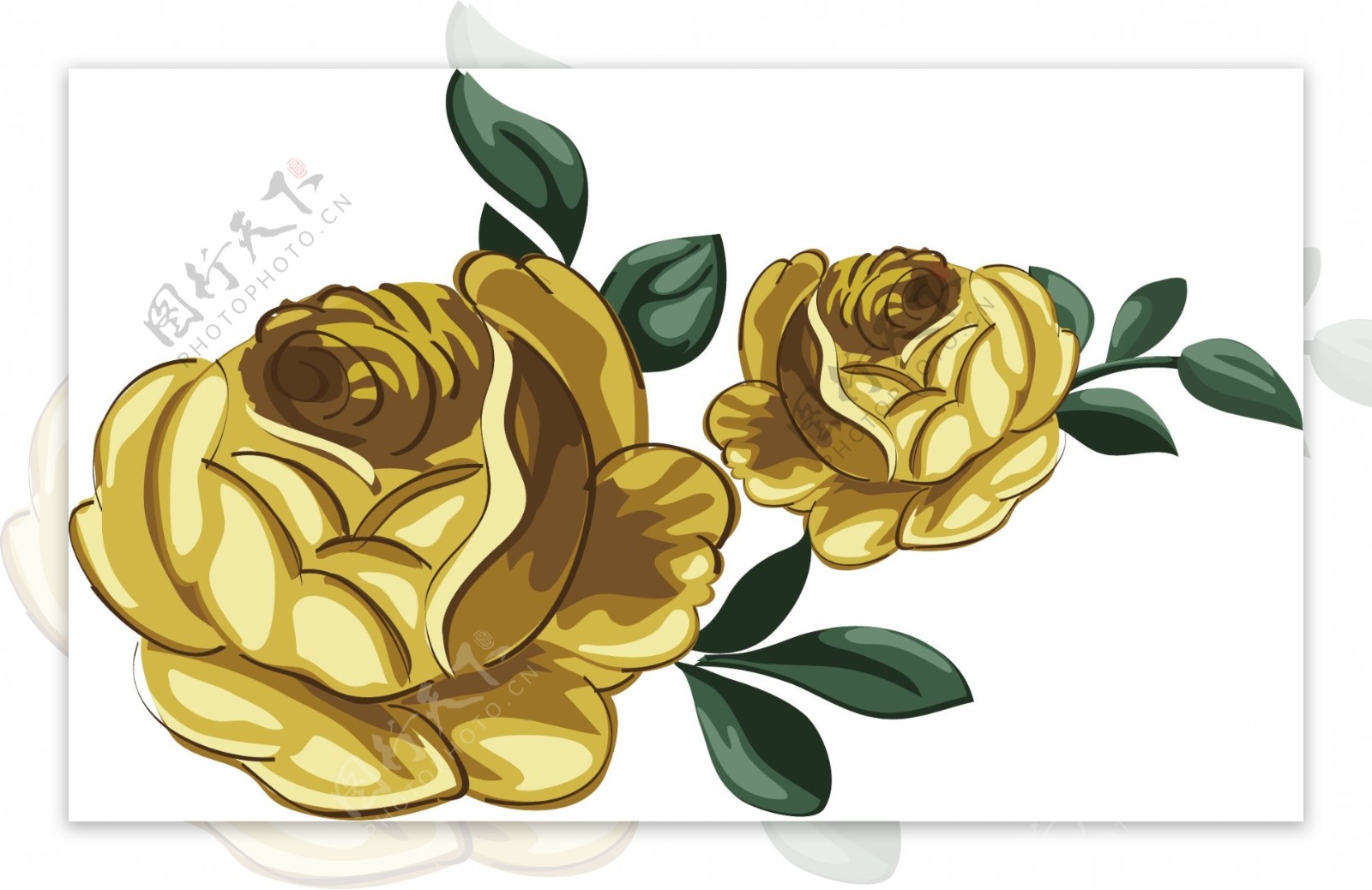 手绘黄色玫瑰花元素