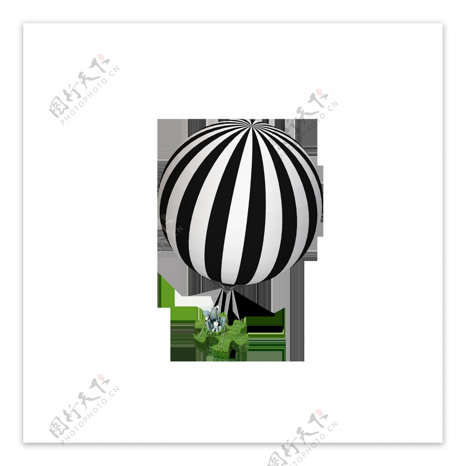 黑白条纹热气球元素