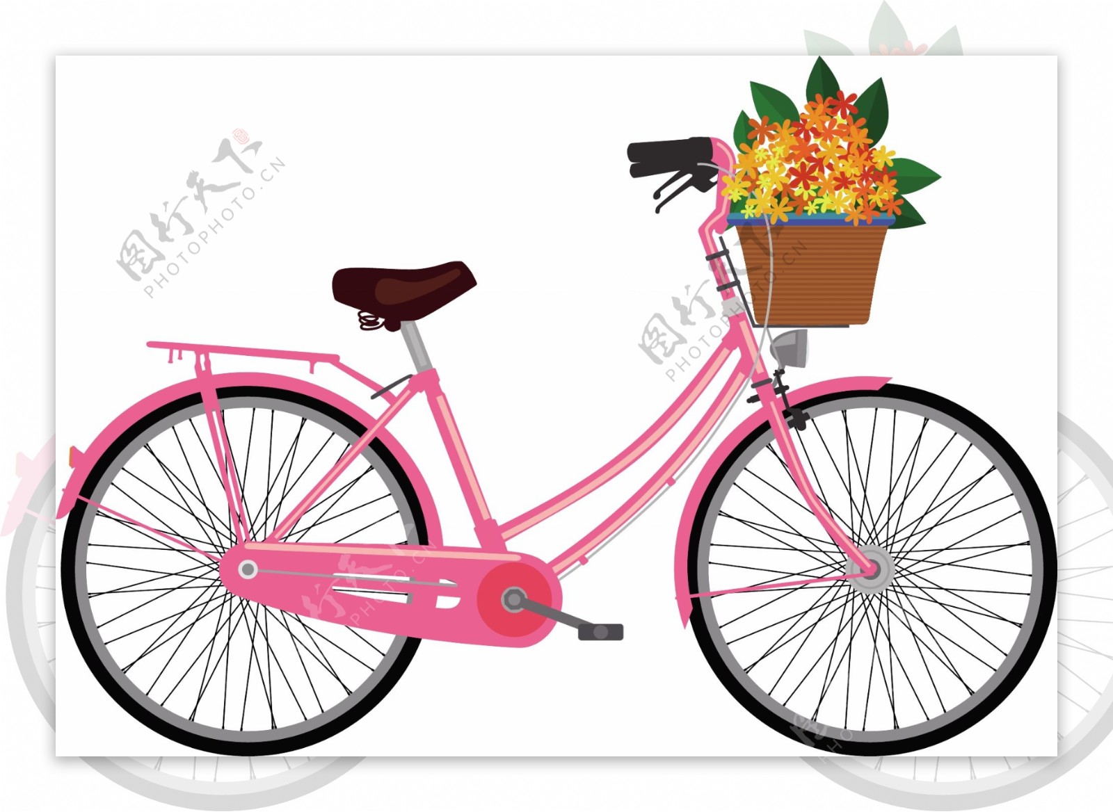 粉色单车元素