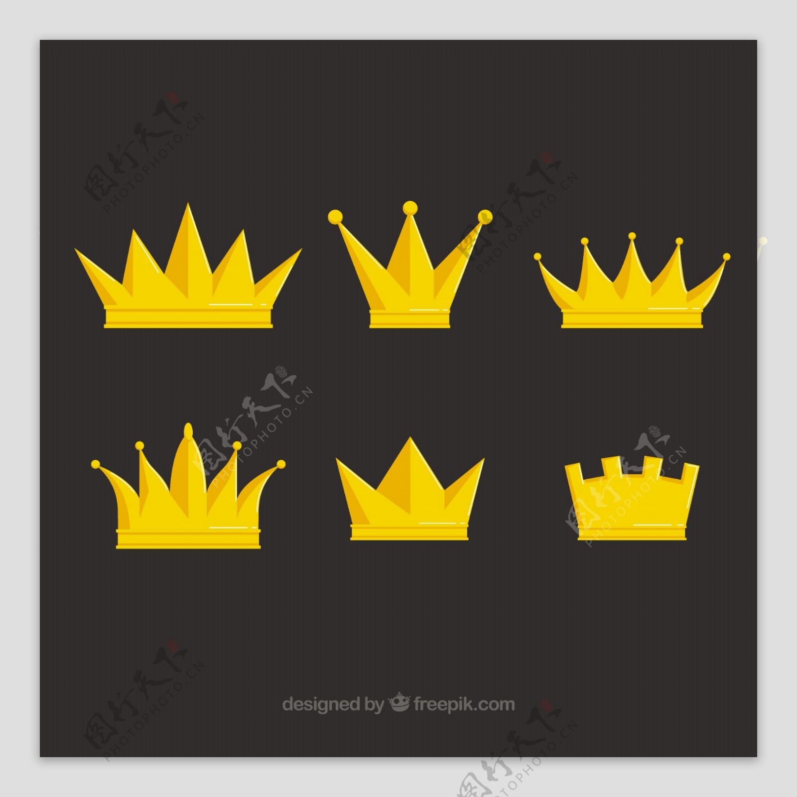 金色皇冠装饰图标平面设计素材
