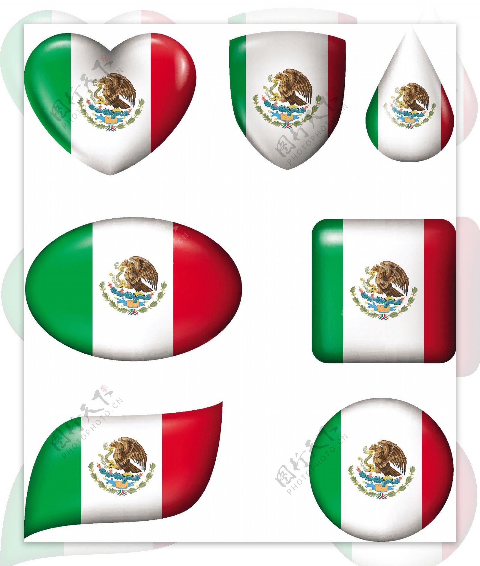 墨西哥国旗形状图案