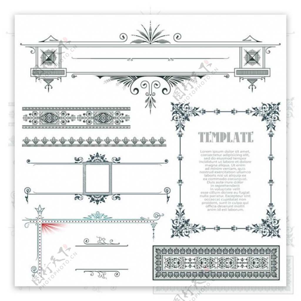 欧式风格花纹边框矢量素材下载