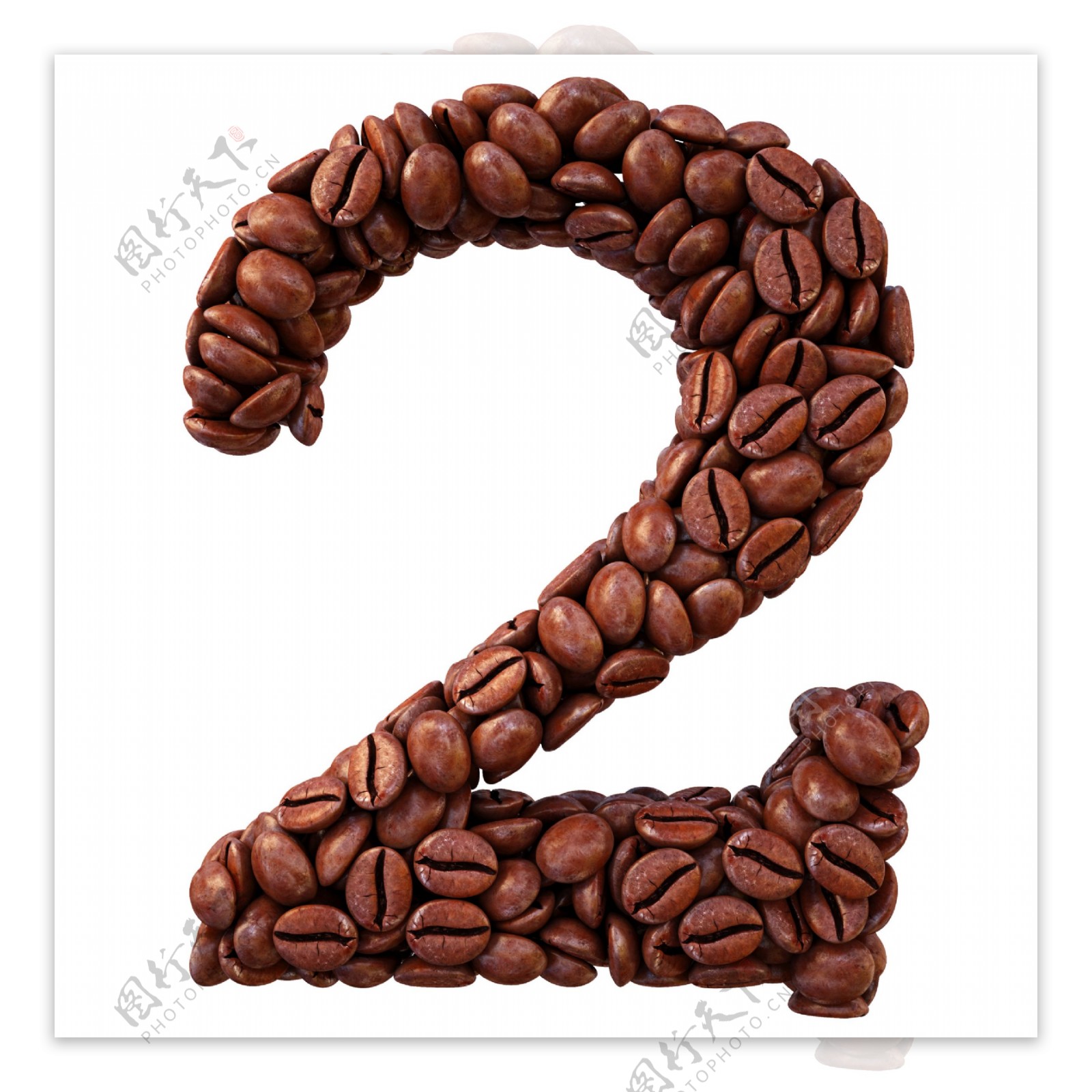 咖啡豆组成的数字2图片